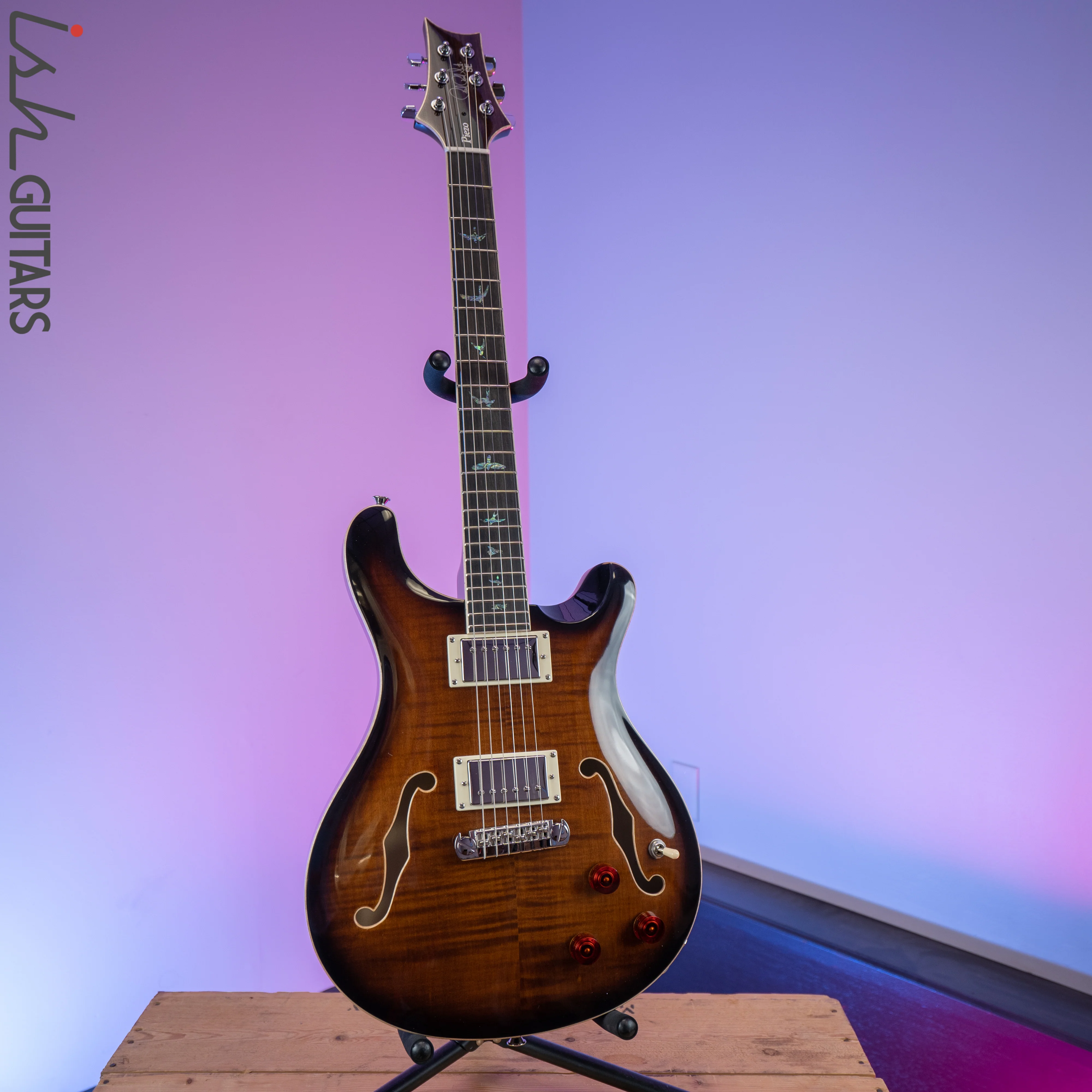 2020 PRS Paul Reed Smith SE Hollowbody II Piezo Black Gold Burst - Image 2