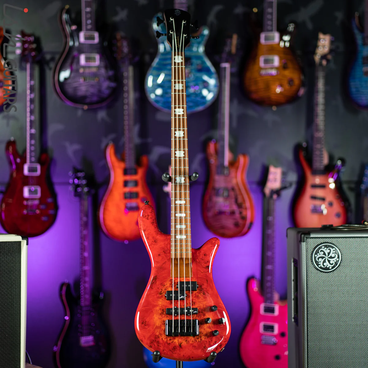 Spector Eurobolt 4 Inferno Red Gloss Poplar Burl Bass Guitar - Image 2