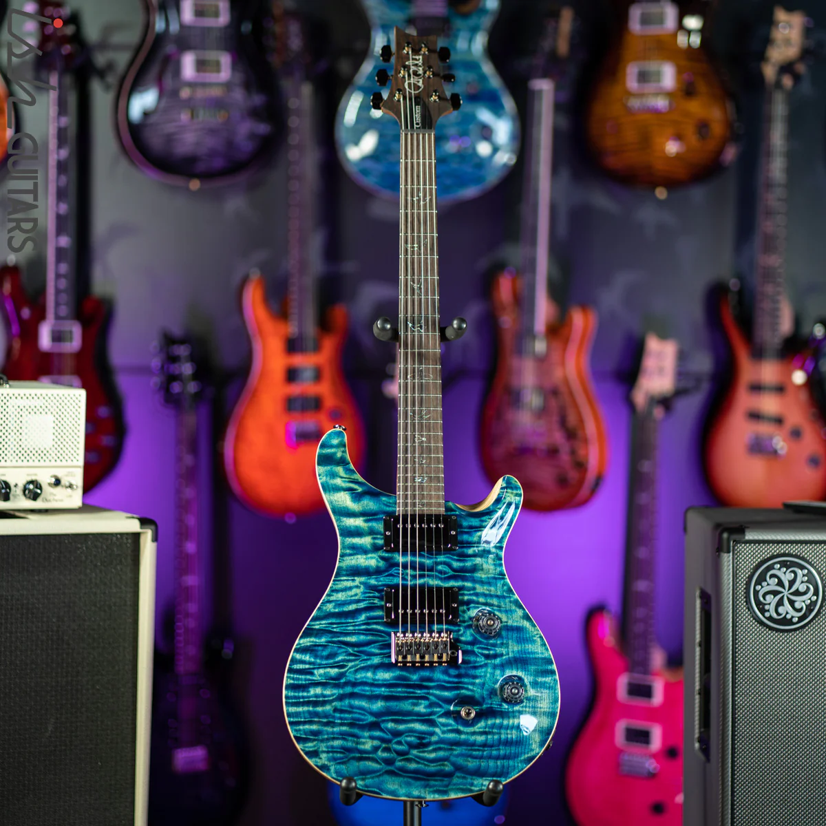 PRS Custom 24 Wood Library River Blue One Piece Quilt 10 Top - Image 2