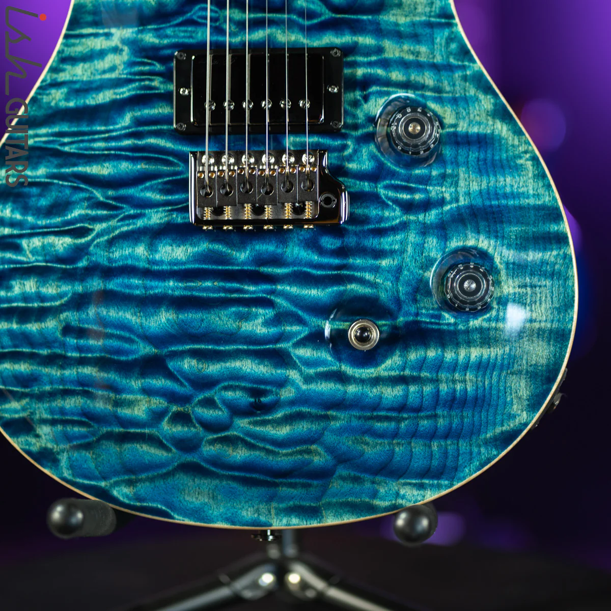 PRS Custom 24 Wood Library River Blue One Piece Quilt 10 Top - Image 4