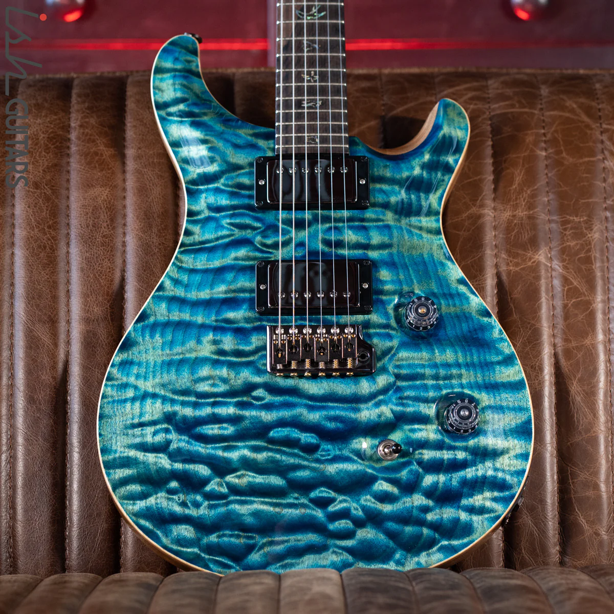 PRS Custom 24 Wood Library River Blue One Piece Quilt 10 Top Rosewood Neck