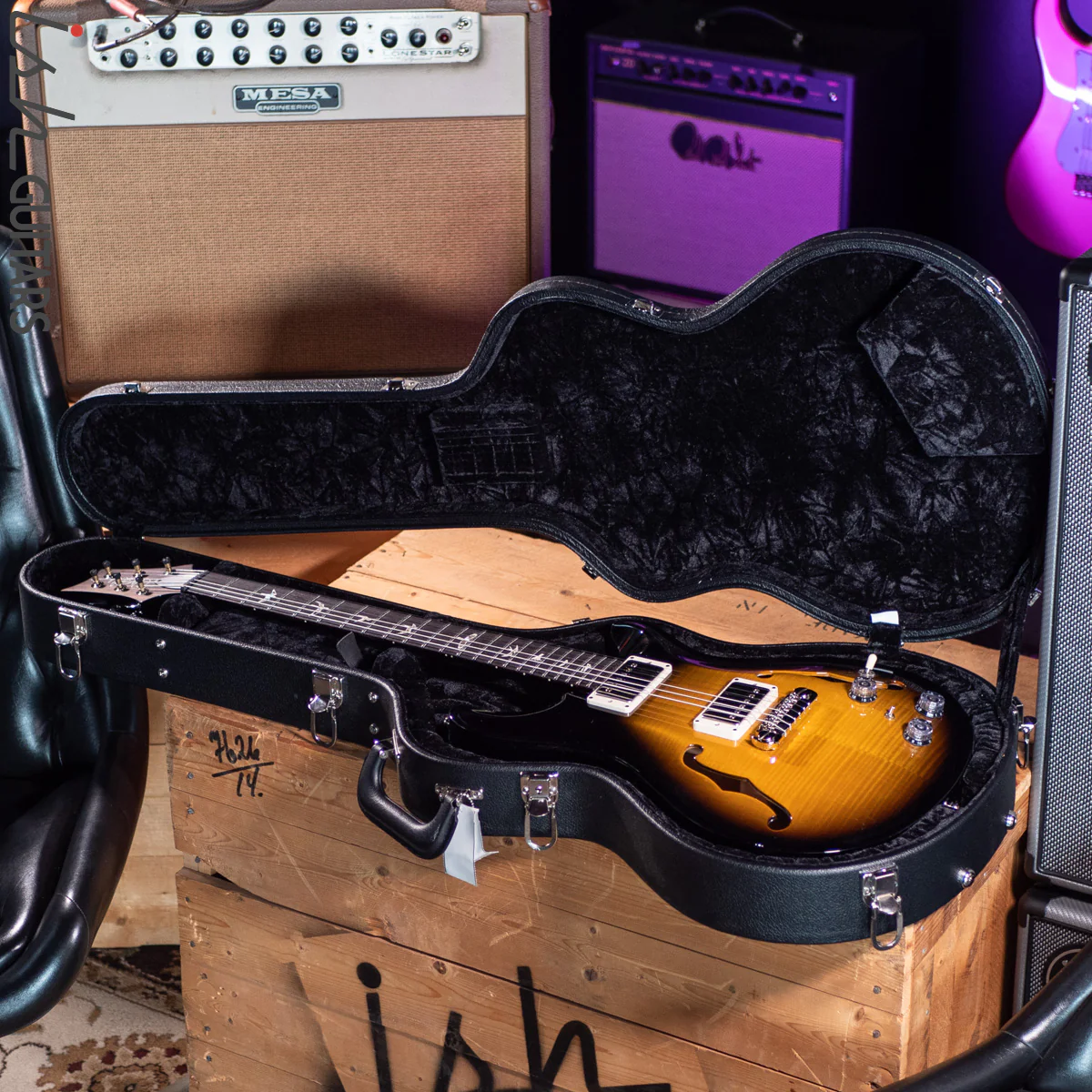 PRS Hollowbody II w/ Piezo Custom Color Amber Smokewrap - Image 11