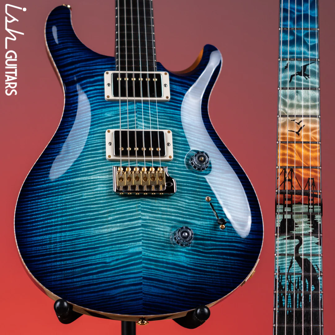 2021 PRS Private Stock Custom 24 Aquamarine Glow Smoked Burst “Chesapeake Bay” Inlays