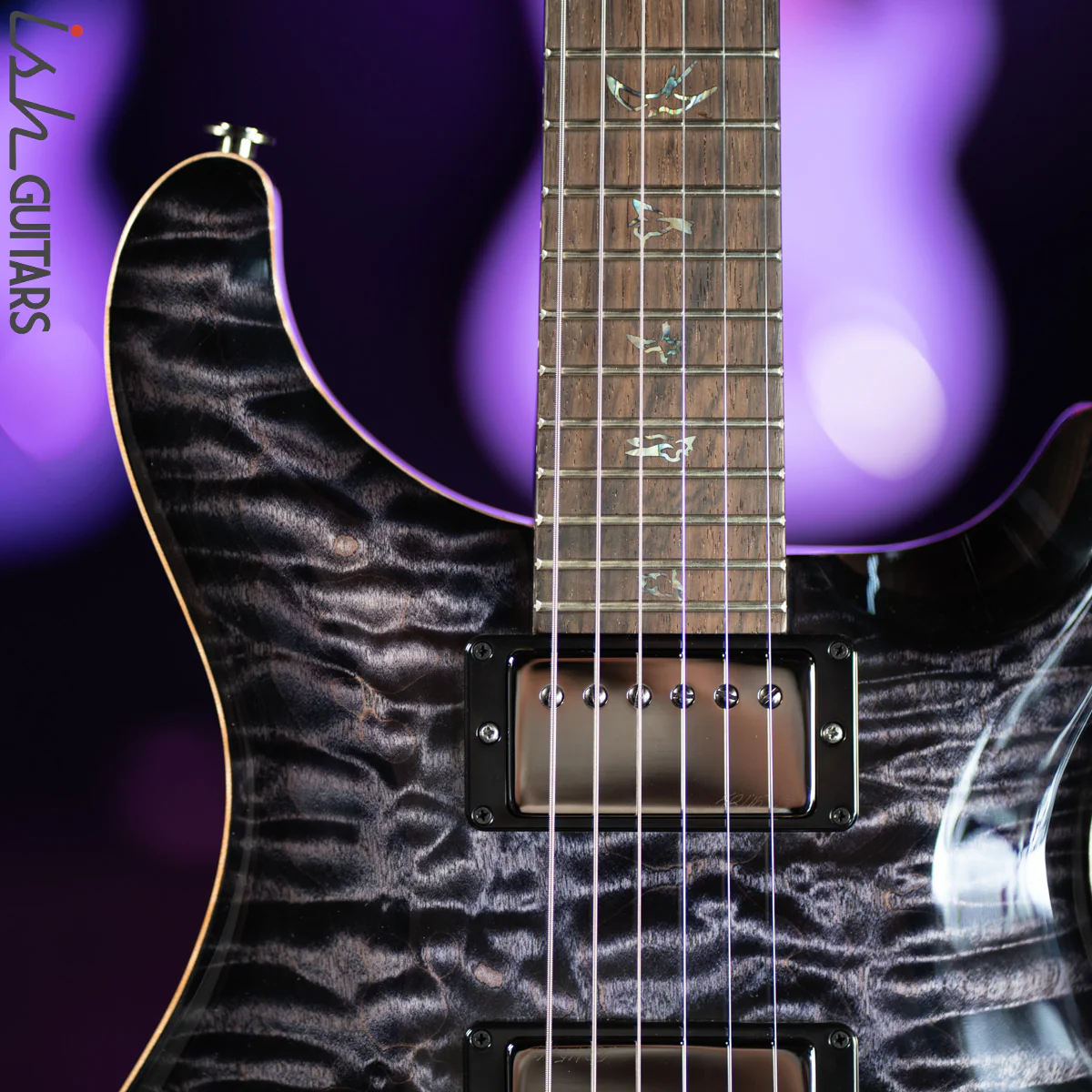PRS Custom 24 Wood Library 1 Piece 10 Top Quilt Rosewood Neck Purple Mist - Image 3