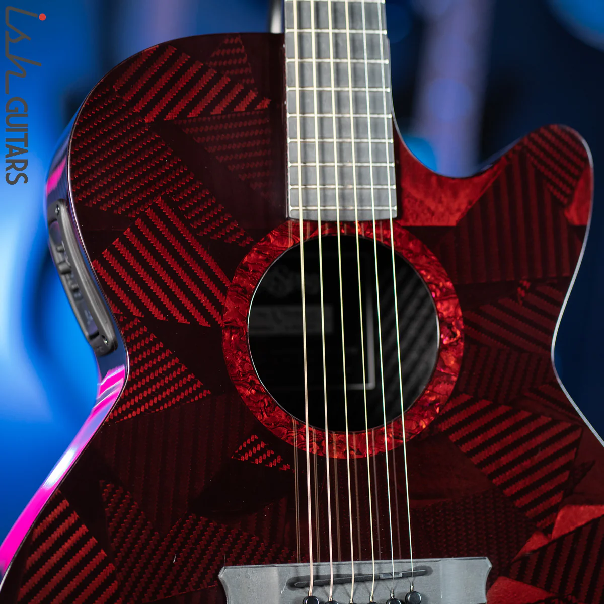 2021 RainSong BI-WS1000N2C Black Ice Acoustic Guitar Ish Exclusive Cranberry Red - Image 4