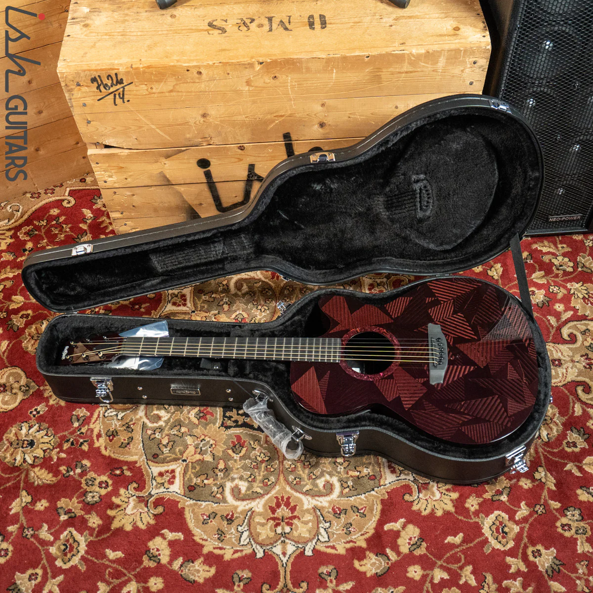 2021 RainSong BI-WS1000N2C Black Ice Acoustic Guitar Ish Exclusive Cranberry Red - Image 12