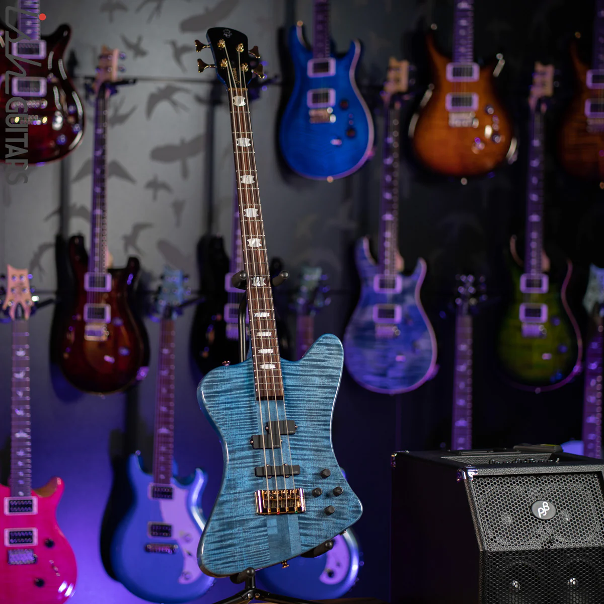 2021 Spector Euro 4X Black and Blue Gloss - Image 2