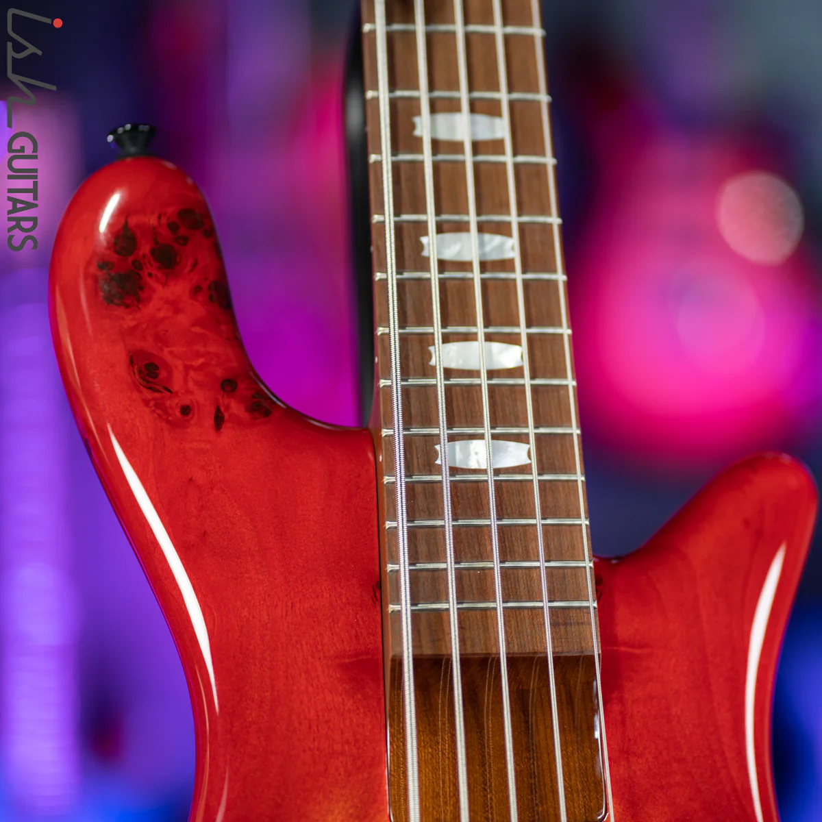 Spector Eurobolt 5 Inferno Red Gloss Poplar Burl Bass Guitar - Image 5