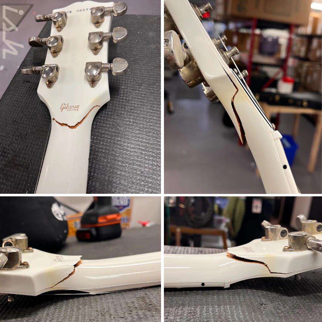 2022 Gibson Les Paul Custom White - Headstock Repair - Image 25