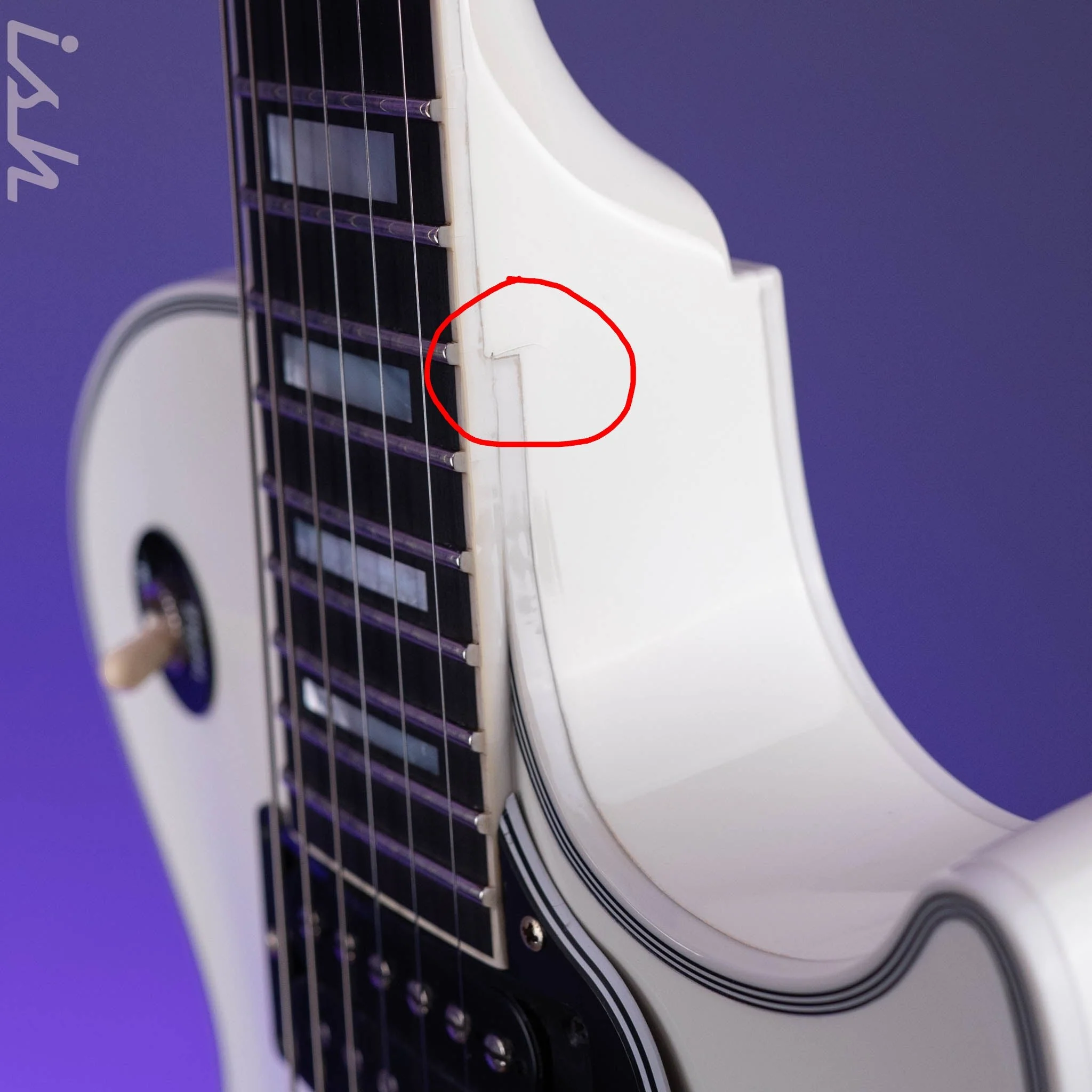 2022 Gibson Les Paul Custom White - Headstock Repair - Image 7