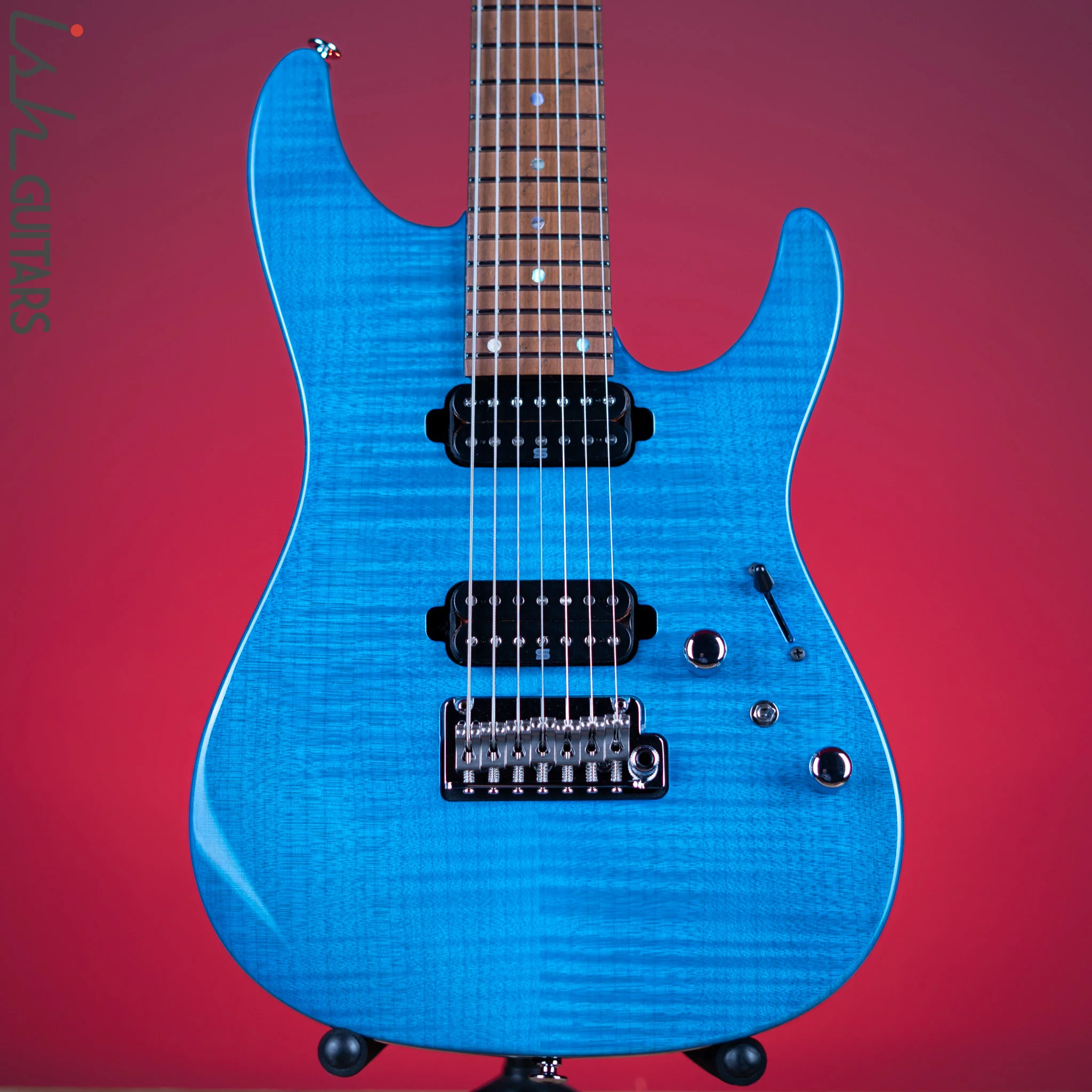Ibanez Prestige MM7 Martin Miller Signature 7-String Guitar Transparent Aqua Blue