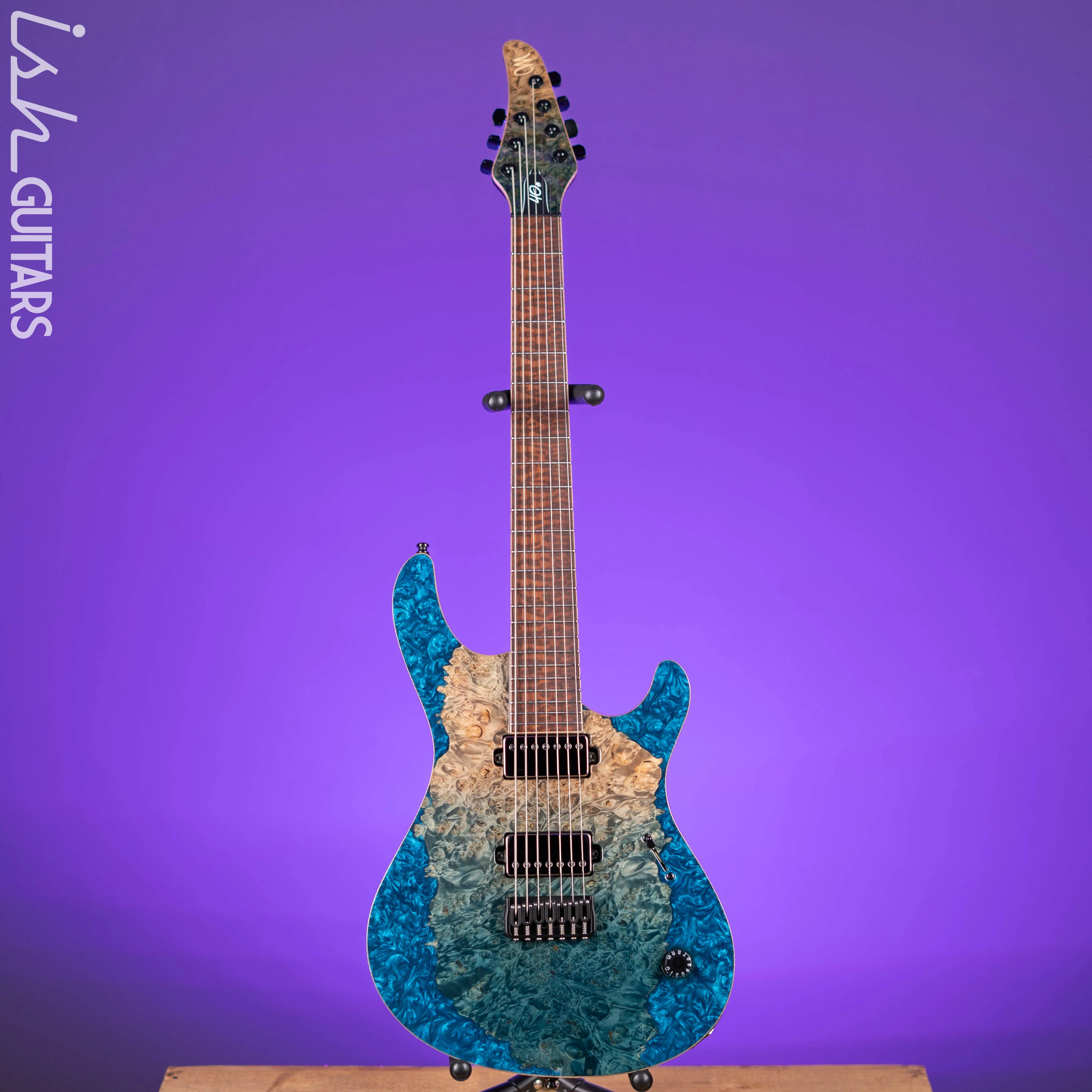Mayones Regius 7 7-String 40th Anniversary Transparent Beach Fade Blue Resin - Image 2