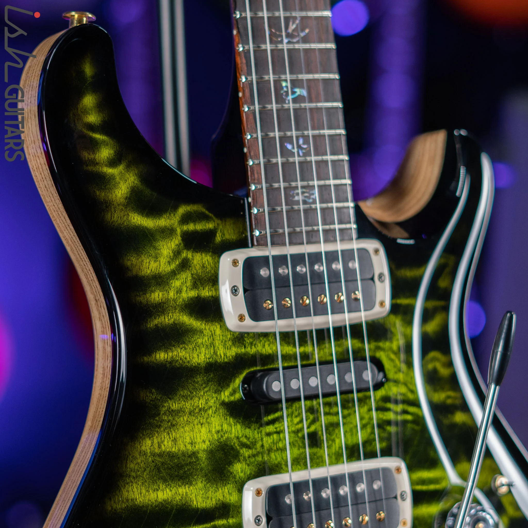 PRS Wood Library Modern Eagle V 10-Top Quilt Jade Green Smoked Burst Wrap - Image 3