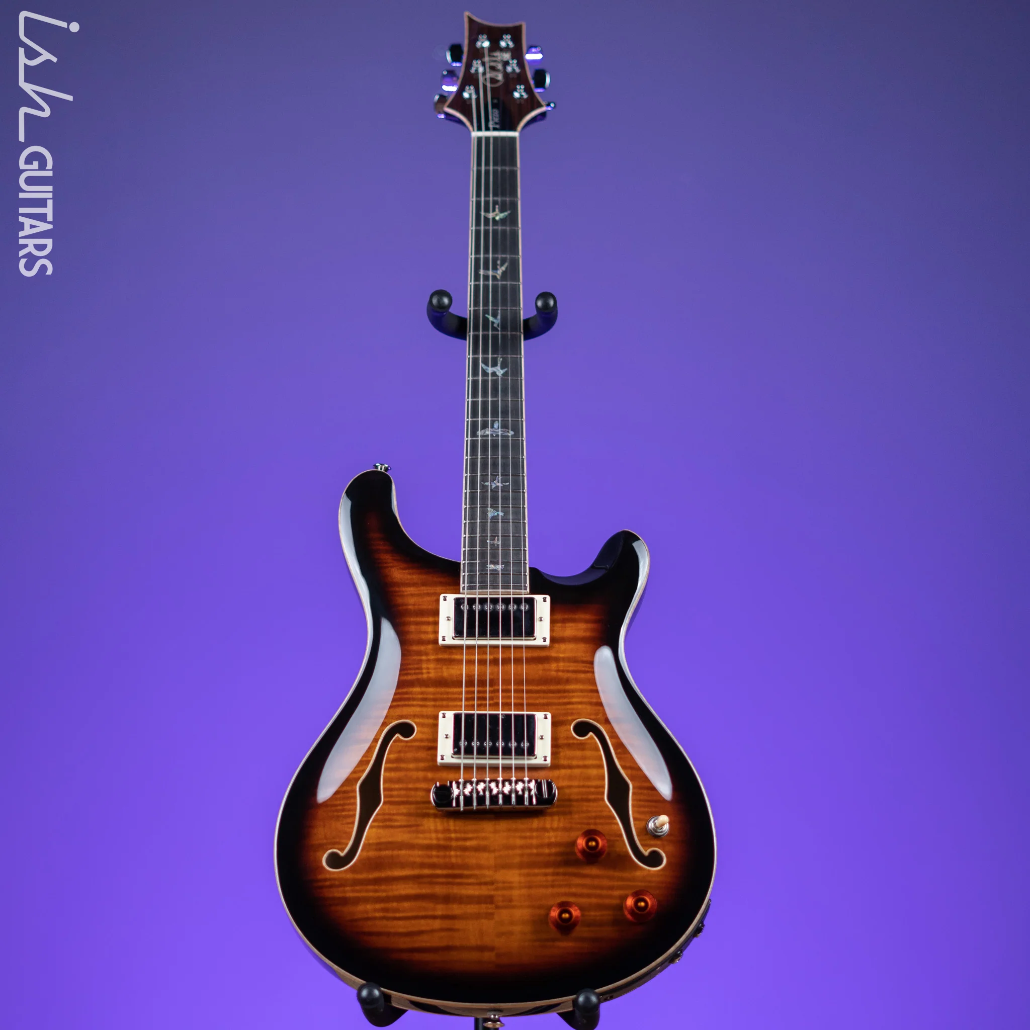 2022 PRS SE Hollowbody II Piezo Black Gold Burst - Image 2