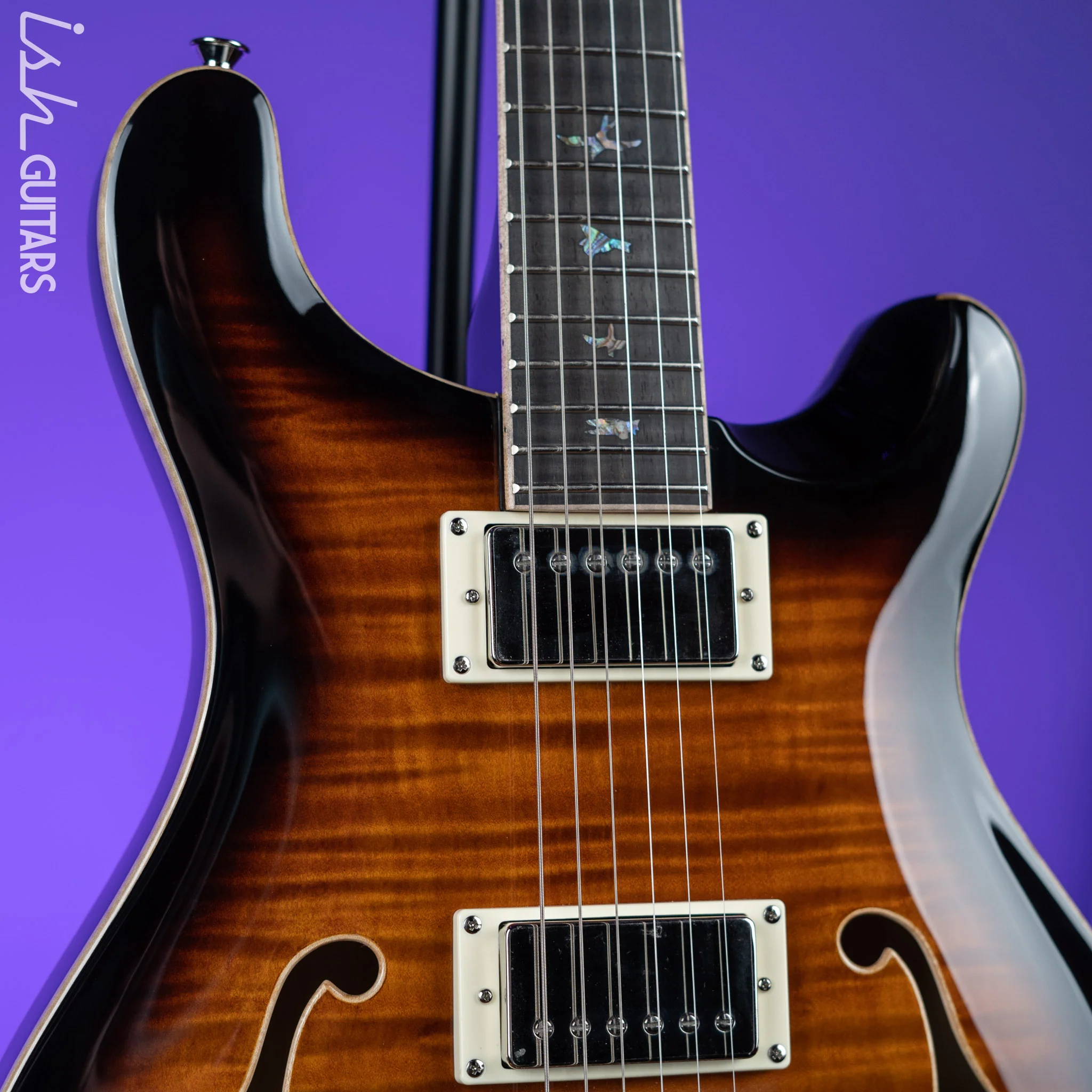 2022 PRS SE Hollowbody II Piezo Black Gold Burst - Image 3