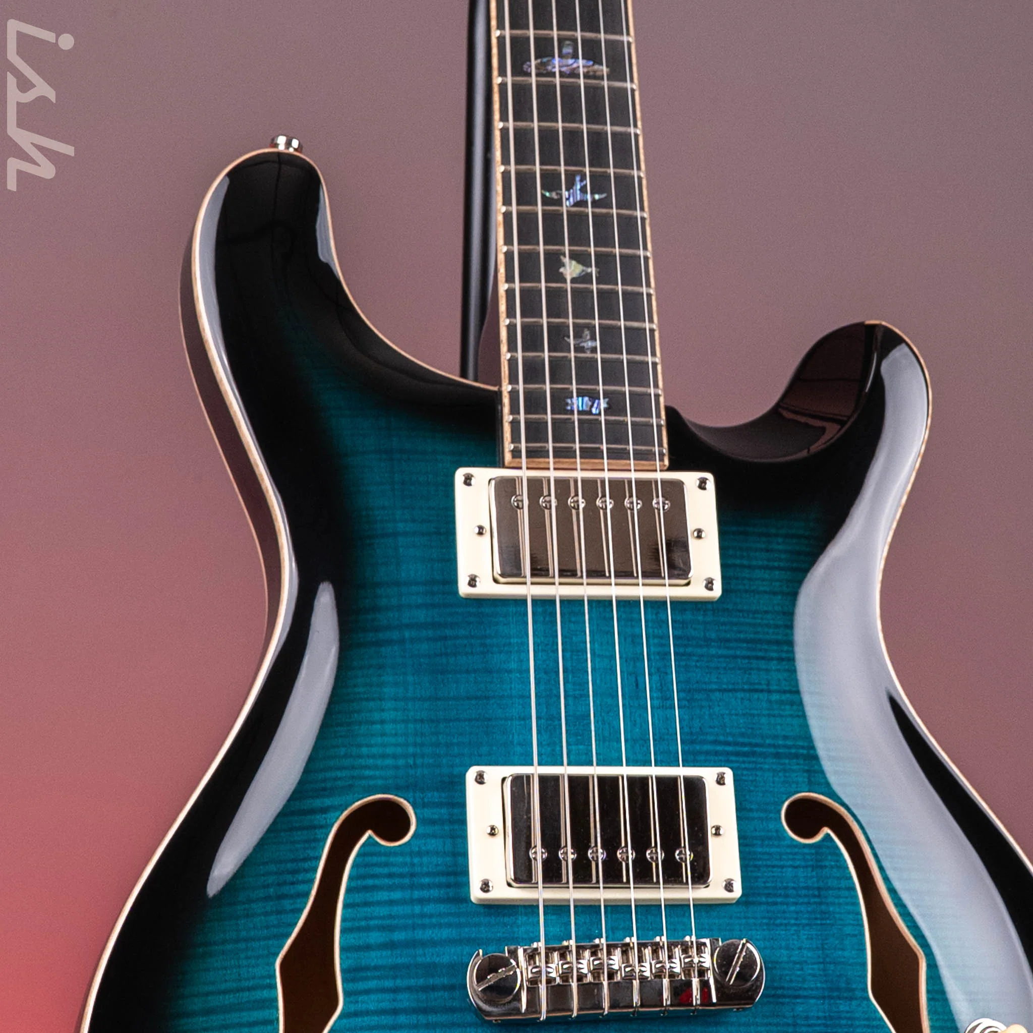 2022 PRS SE Hollowbody II Piezo Electric Guitar Peacock Blue Sunburst - Image 4