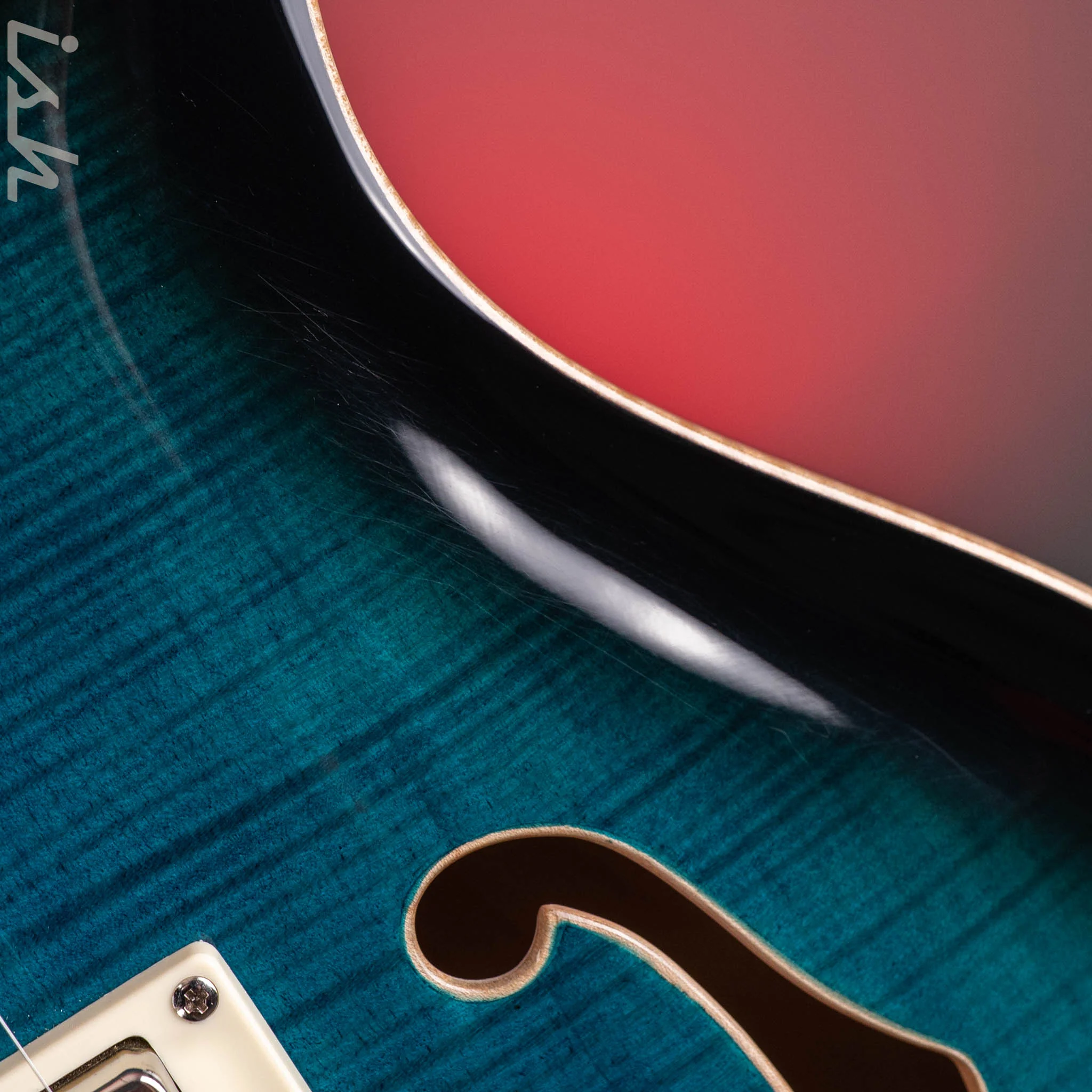 2022 PRS SE Hollowbody II Piezo Electric Guitar Peacock Blue Sunburst - Image 9