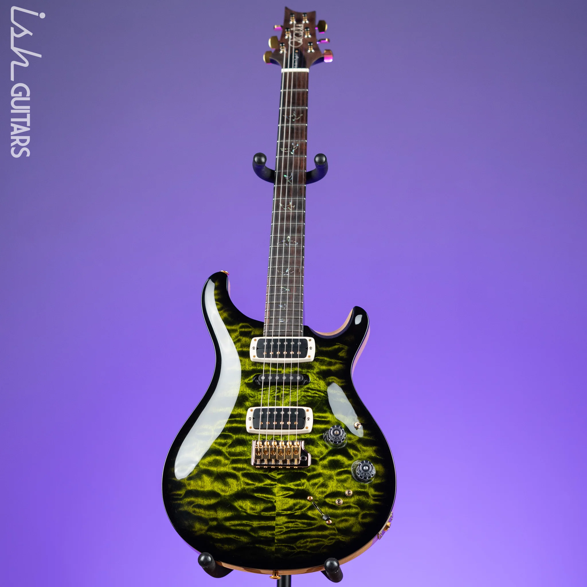 2022 PRS Wood Library Modern Eagle V 10-Top Quilt Jade Green Smoked Burst Wrap - Image 2