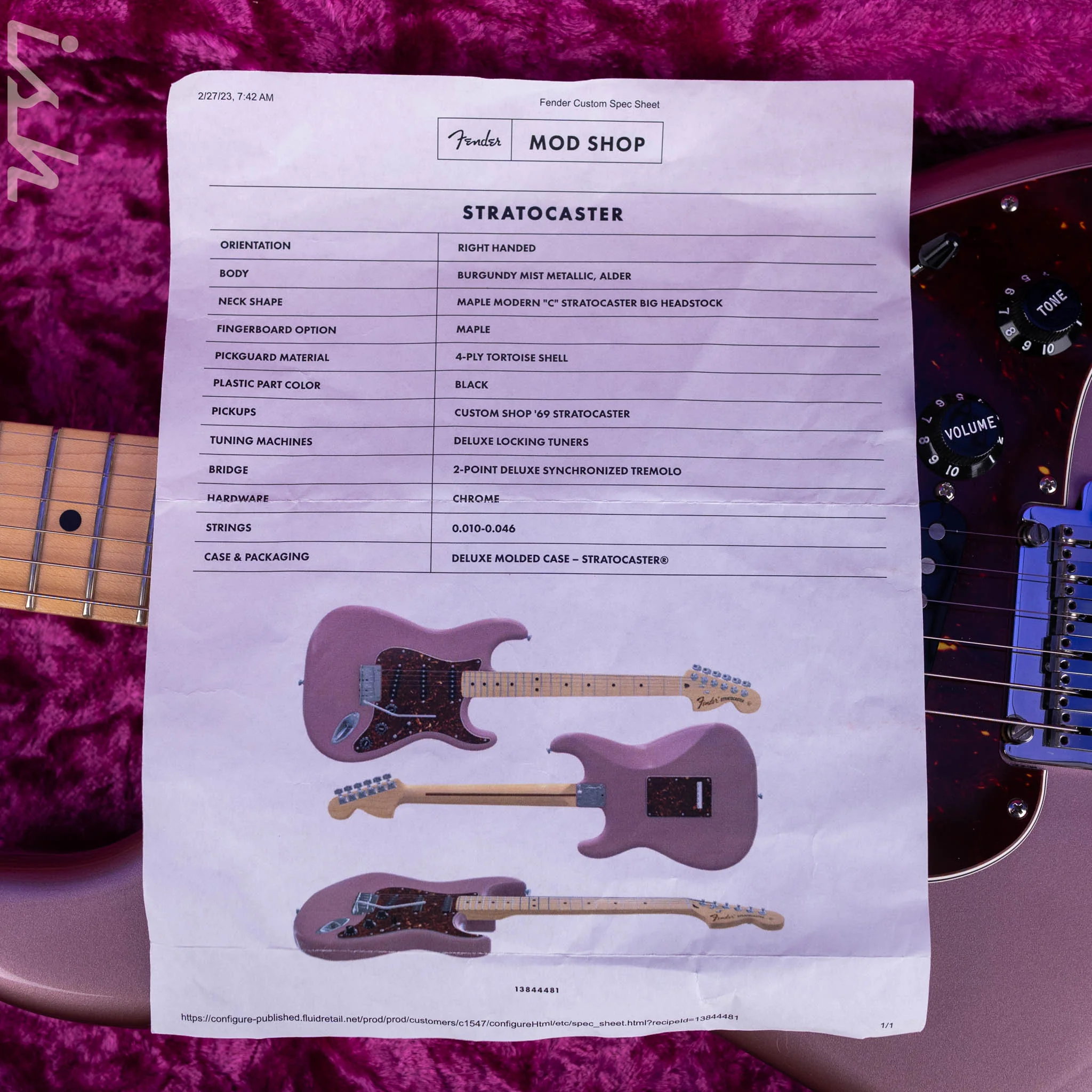 2023 Fender Mod Shop Stratocaster Burgundy Mist Metallic - Image 16
