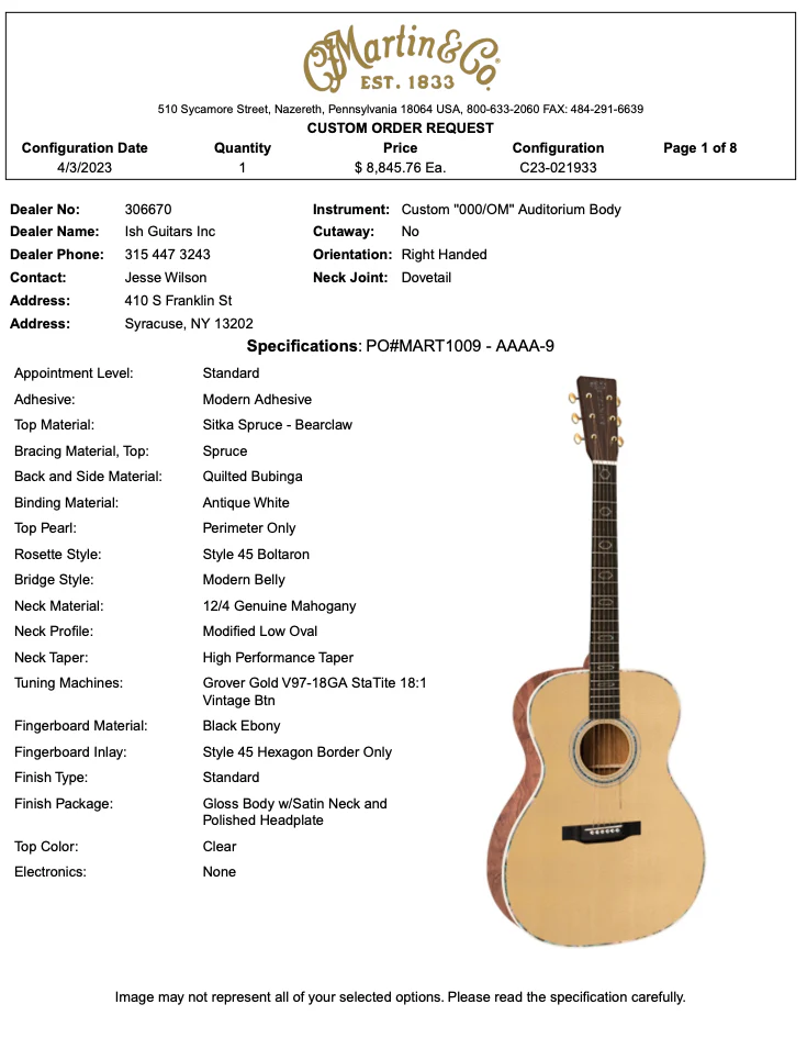 2023 Martin 000-41 Style Custom Shop - Bearclaw Spruce / Quilted Bubinga - Image 17
