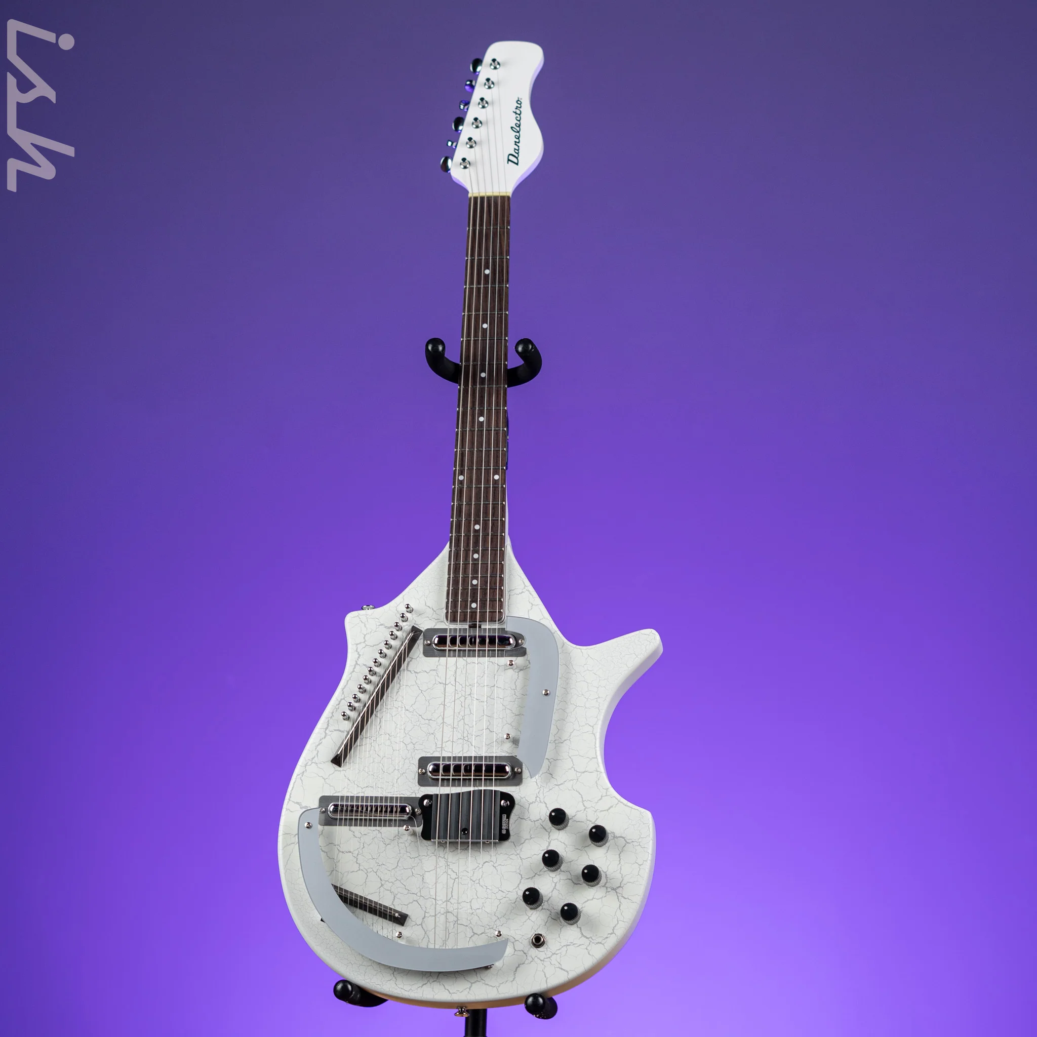 Danelectro Coral Sitar Reissue Guitar White Crackle - Image 2