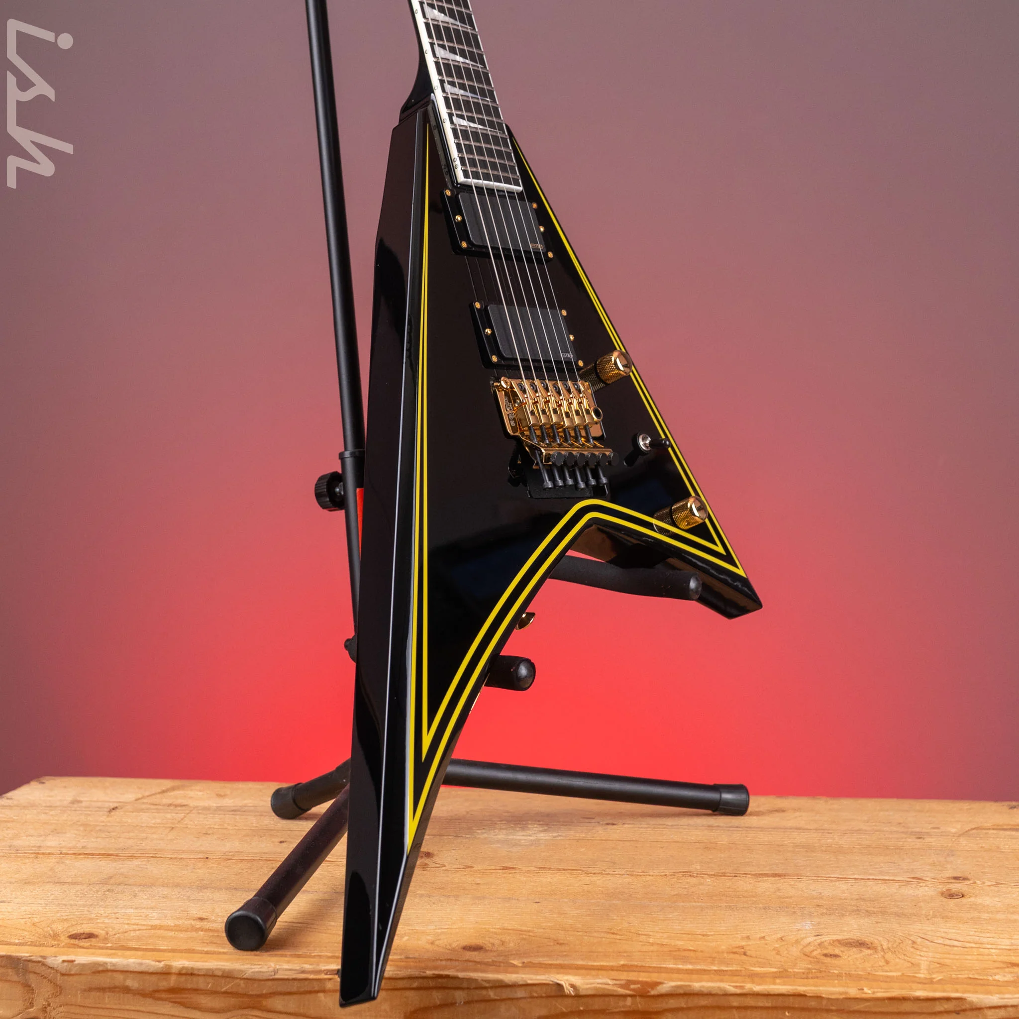 2024 Jackson MJ Series Rhoads RR24MG Electric Guitar Black with Yellow Pinstripes Demo - Image 3
