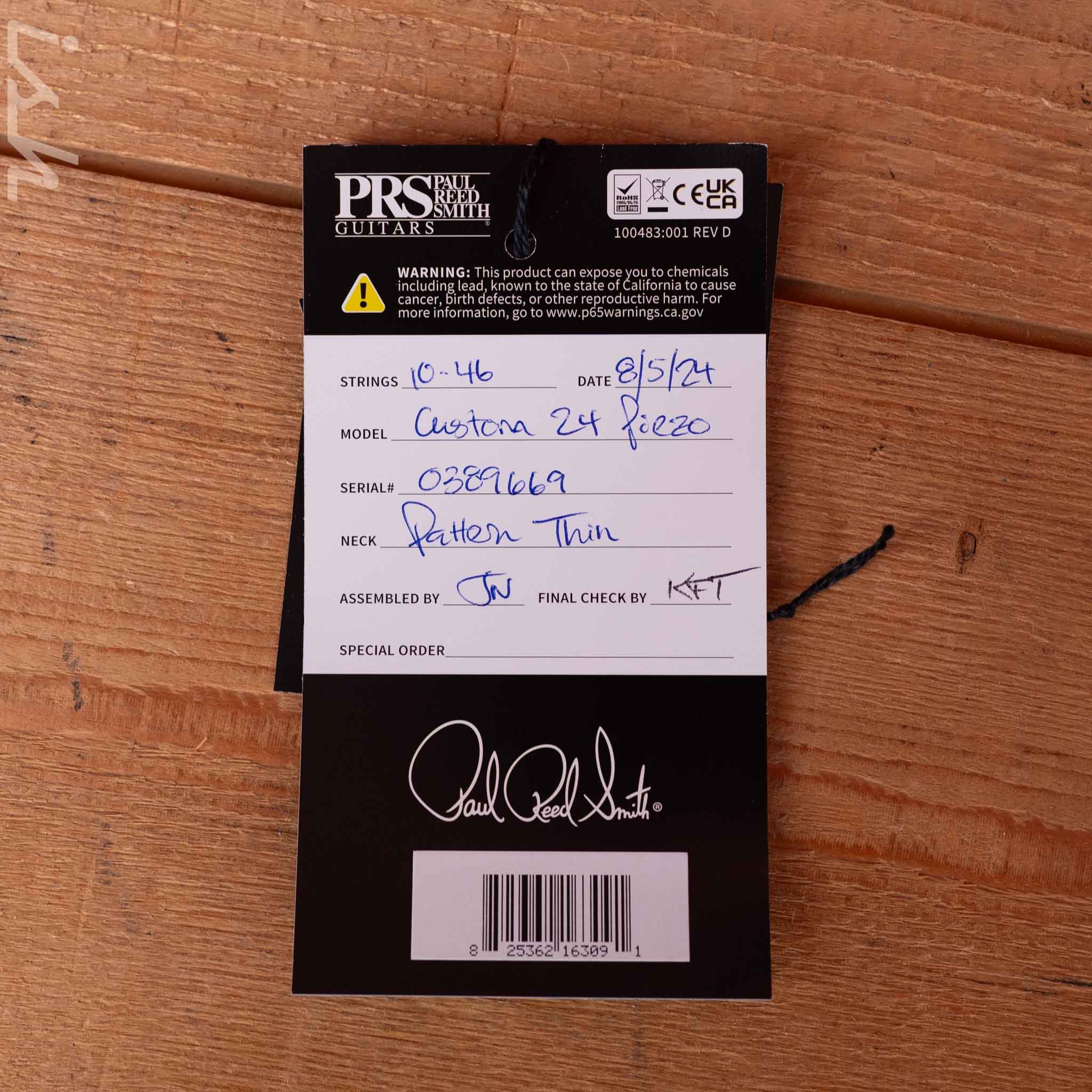 2024 PRS Custom 24 Piezo Electric Guitar Faded Whale Blue - Image 11