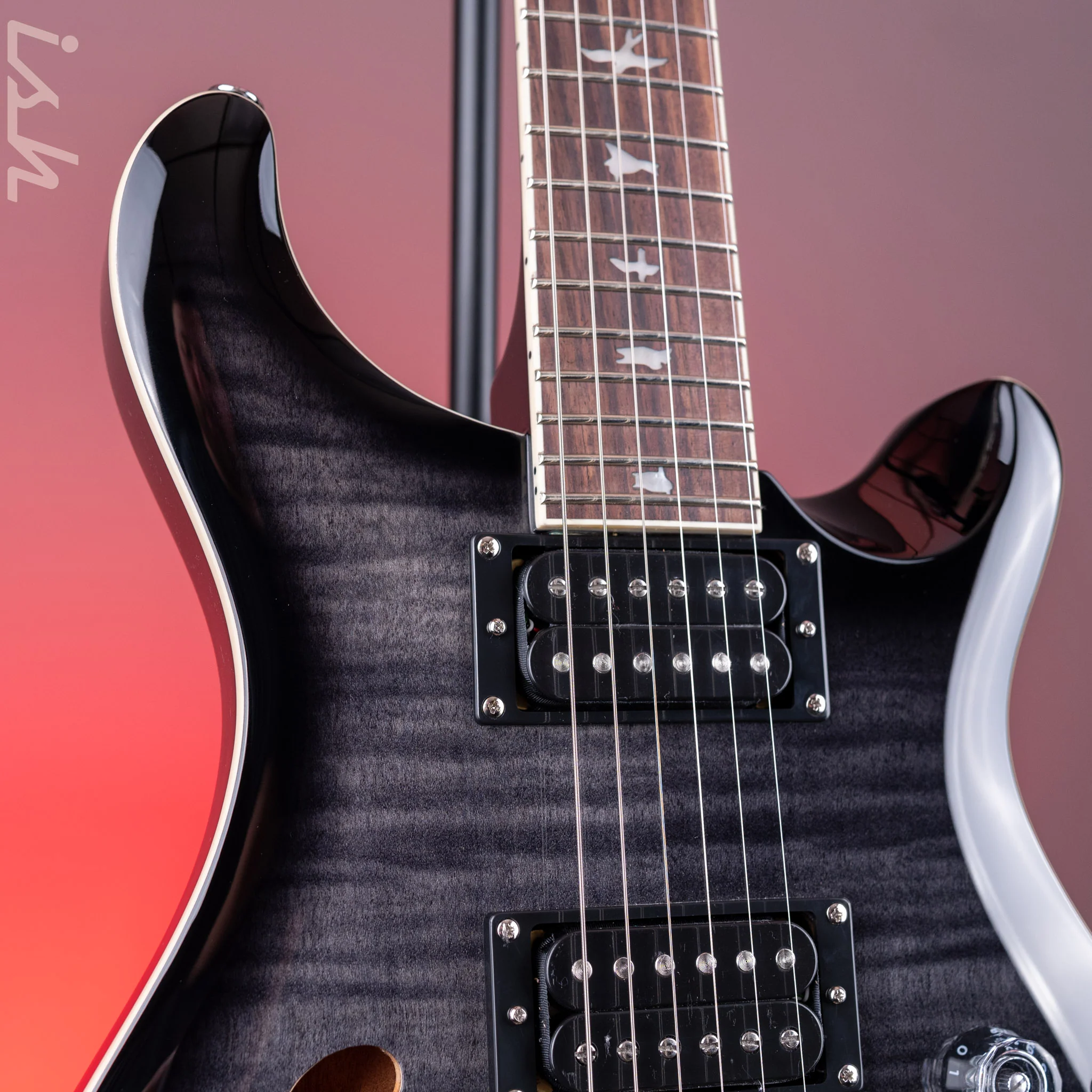 2024 PRS SE Custom 24 Semi-Hollow Piezo Charcoal Burst - Image 3