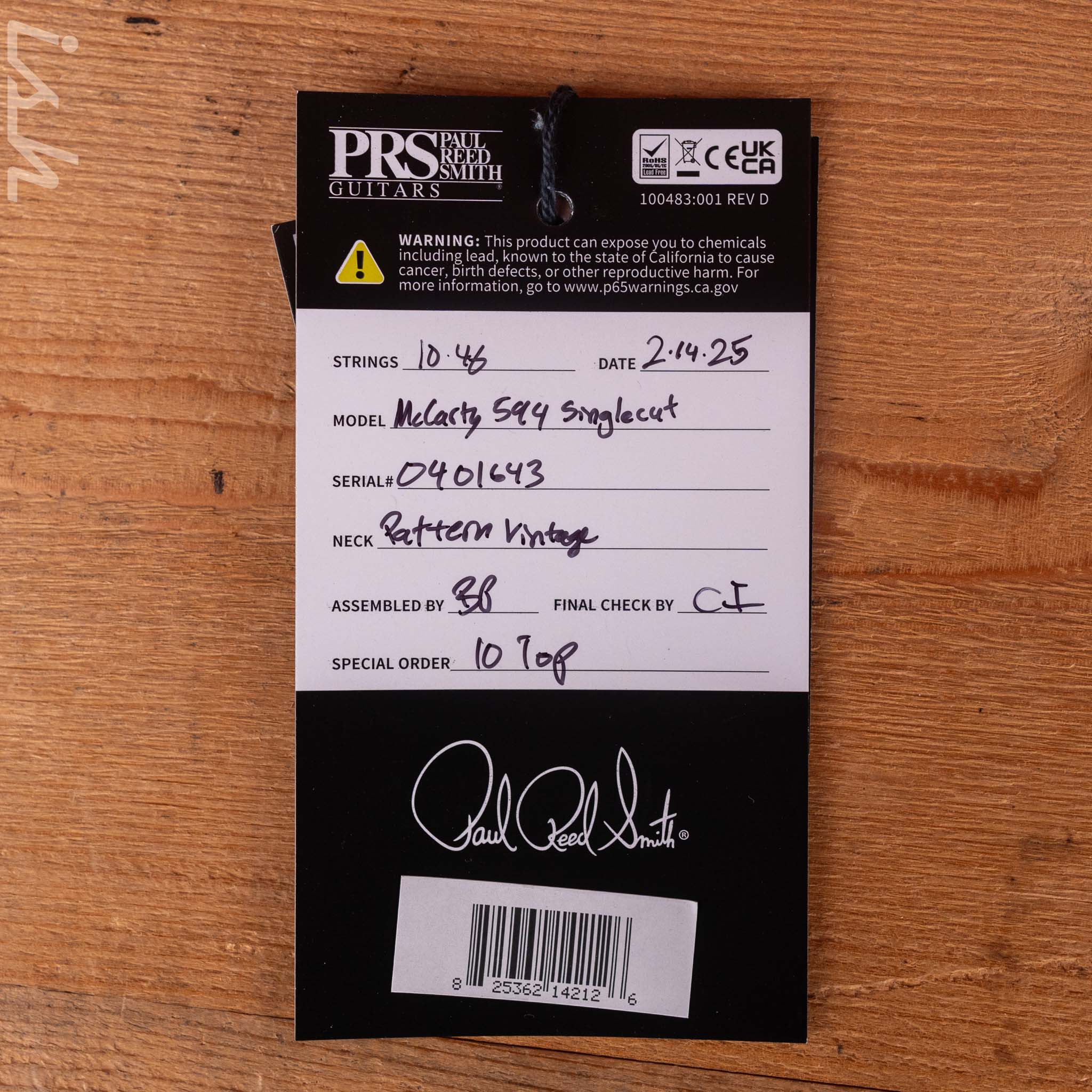 2025 PRS Wood Library McCarty 594 Singlecut 10-Top Makena Blue - Image 12