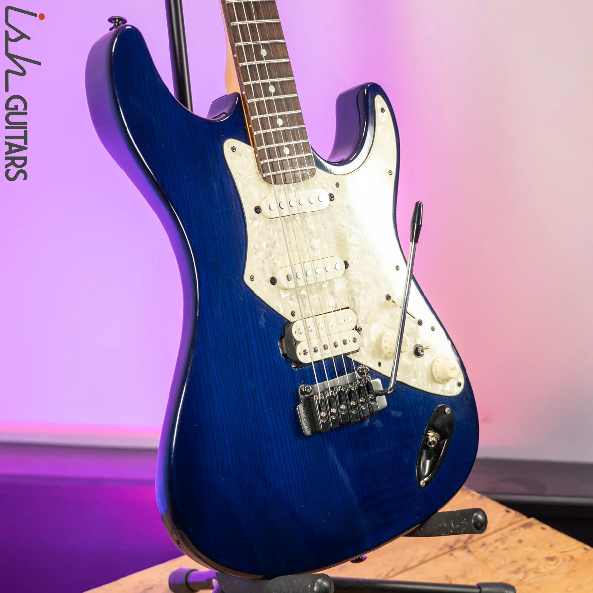 Aria Pro II Fullerton Strat HSS Dark Translucent Blue - Image 5