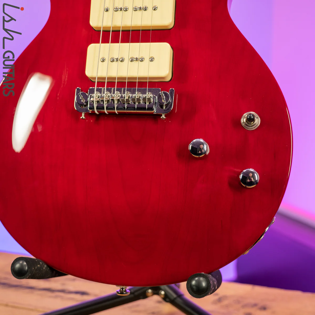 Aria Pro II PE Series Double Cutaway P90 Pickups Translucent Red - Image 4