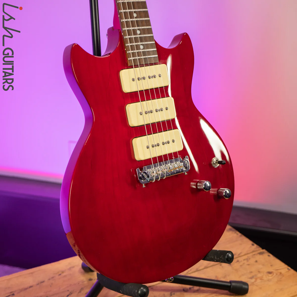 Aria Pro II PE Series Double Cutaway P90 Pickups Translucent Red - Image 5