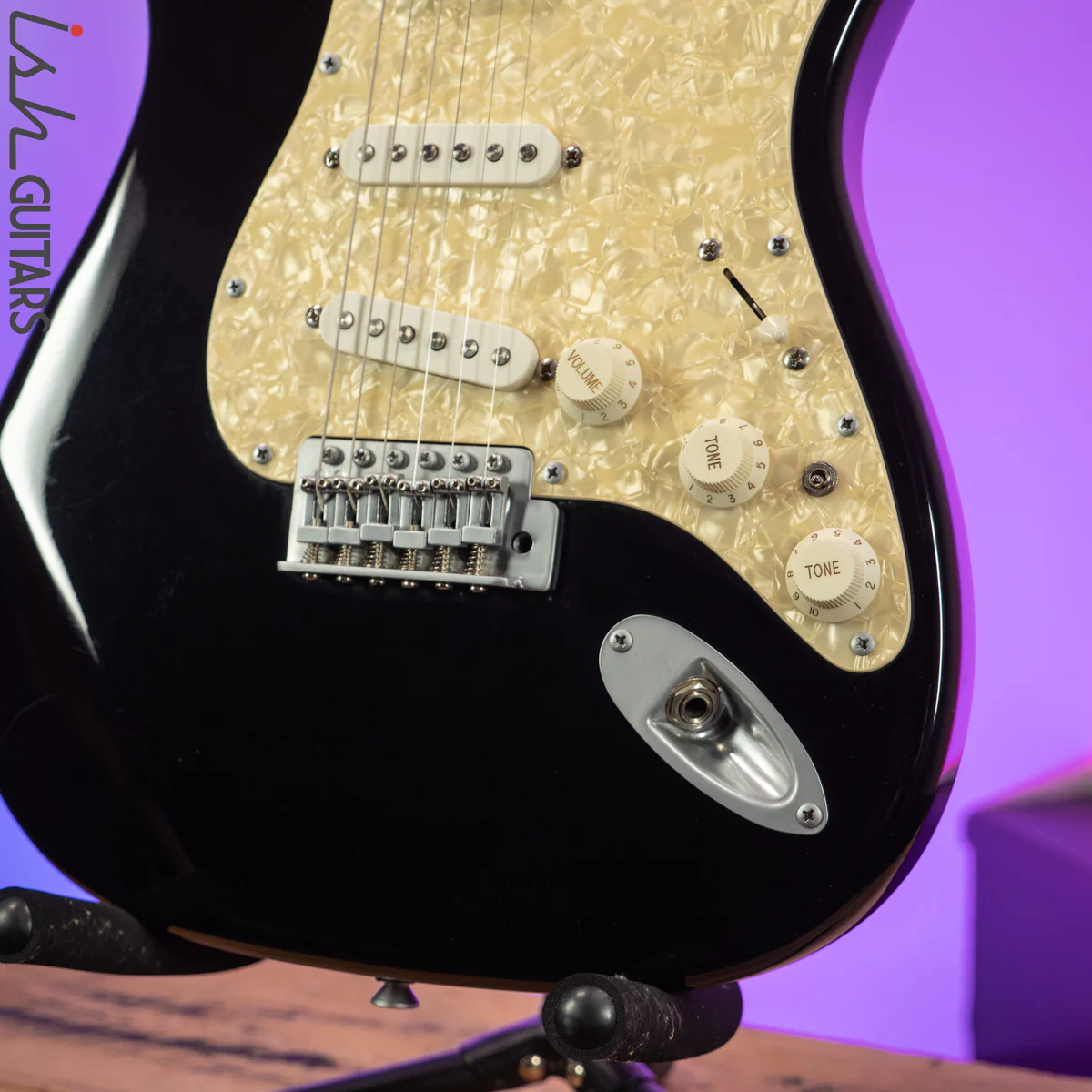 Aria STG Series Strat Black Perloid Pickguard - Image 4