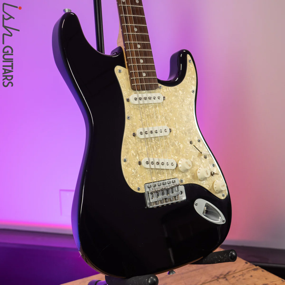 Aria STG Series Strat Black Perloid Pickguard - Image 5
