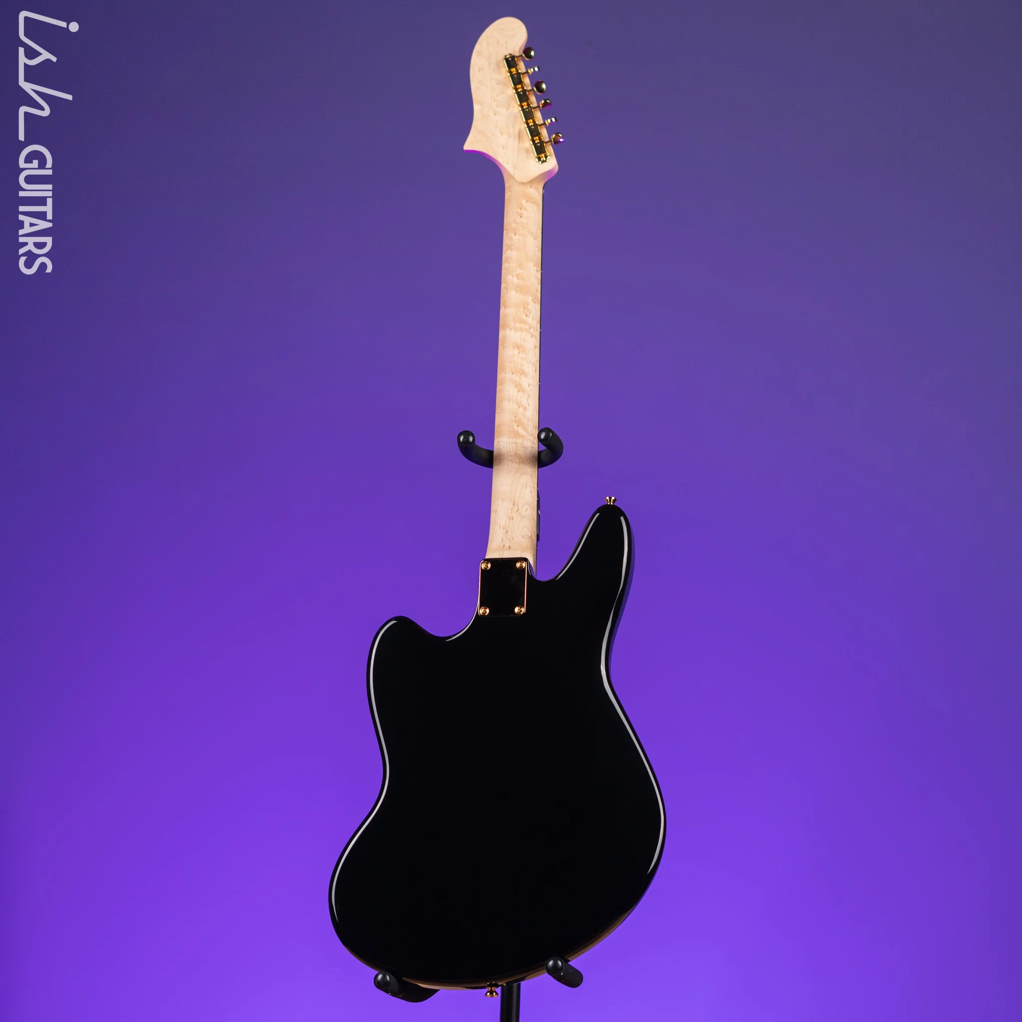 Bilt Relevator Bass VI 6-String Bass Guitar Black w/ Gold Plates - Image 7