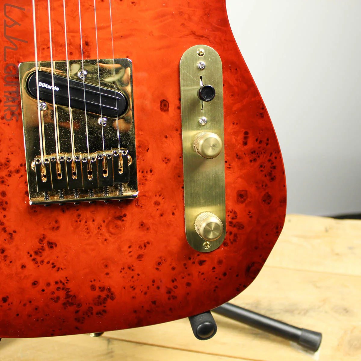Bruton Guitars T-Style Burl Top Cherryburst - Image 3