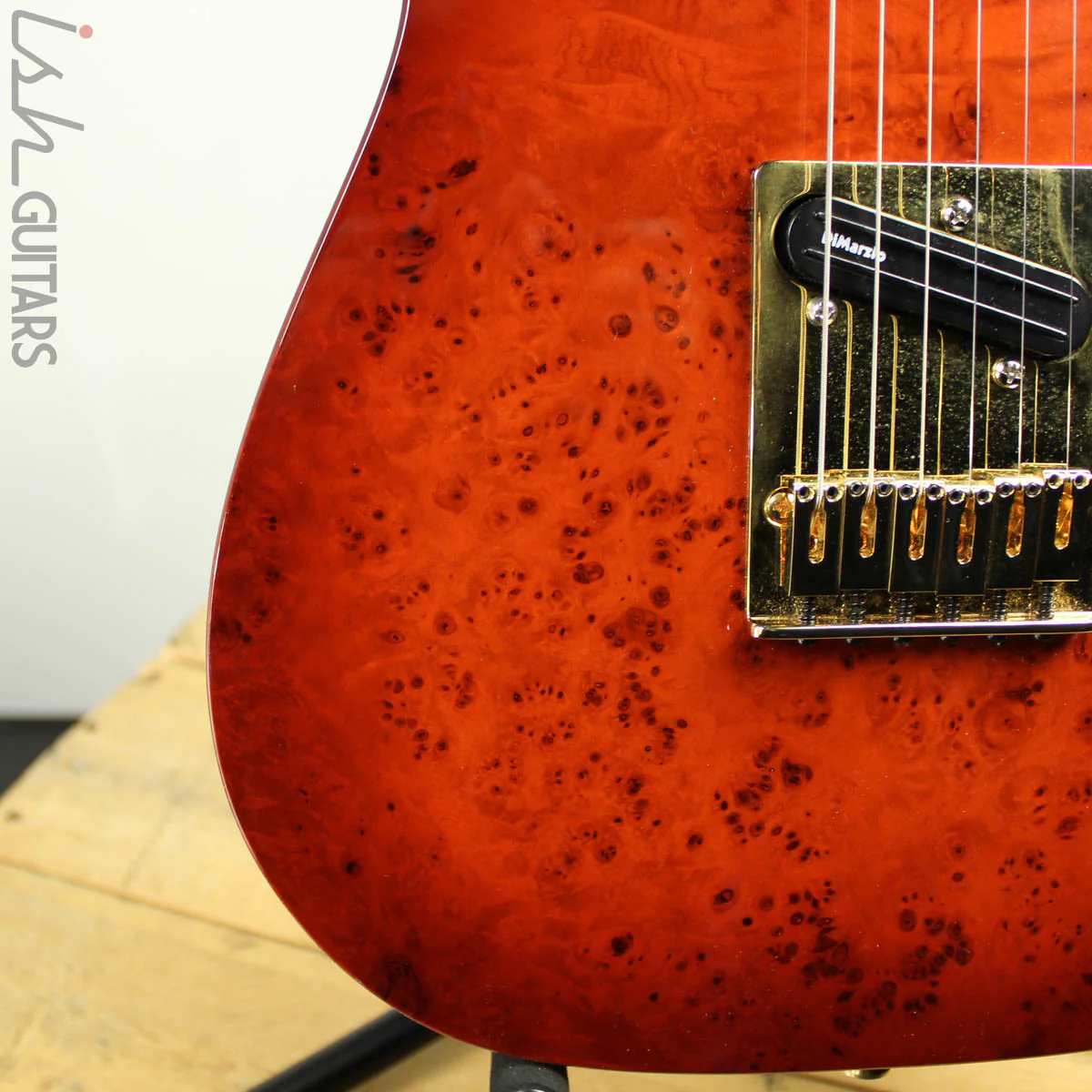 Bruton Guitars T-Style Burl Top Cherryburst - Image 5