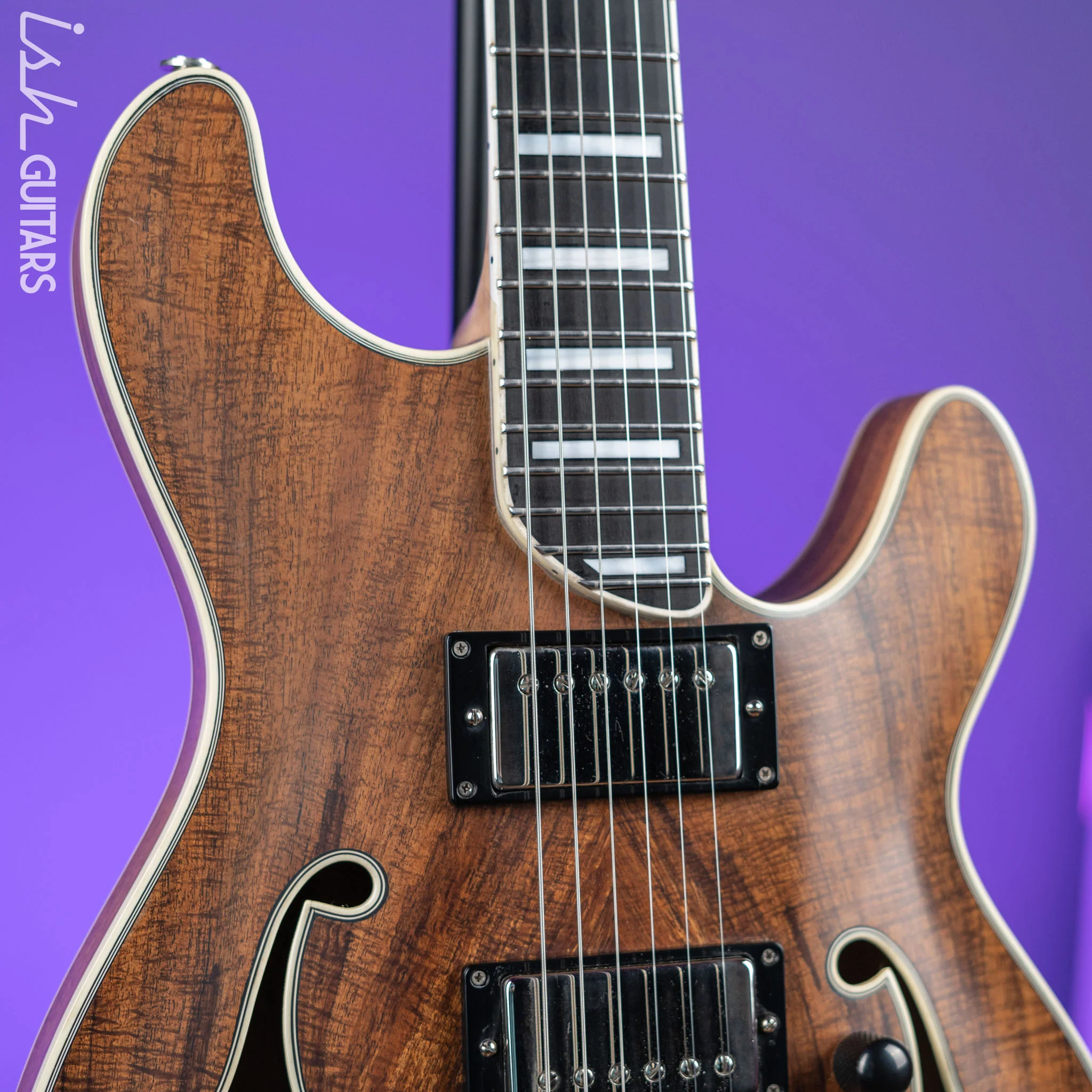 Bruton Universal Electric Archtop Guitar Natural - Image 4