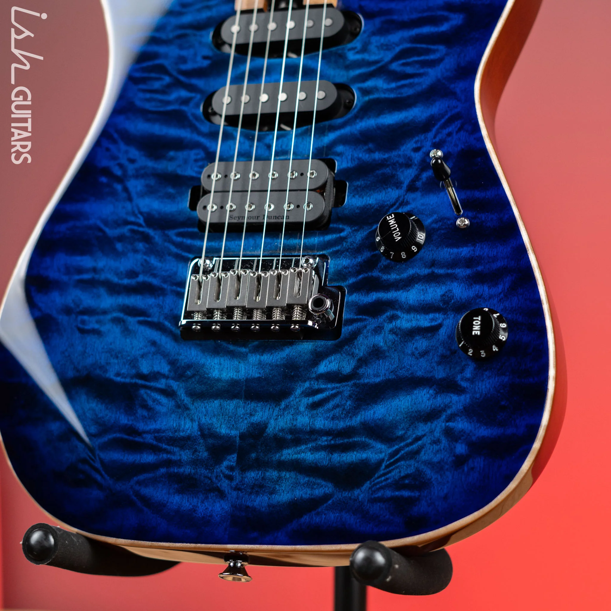 Charvel USA Select DK24 HSS 2PT CM Electric Guitar Blue Burst - Image 4