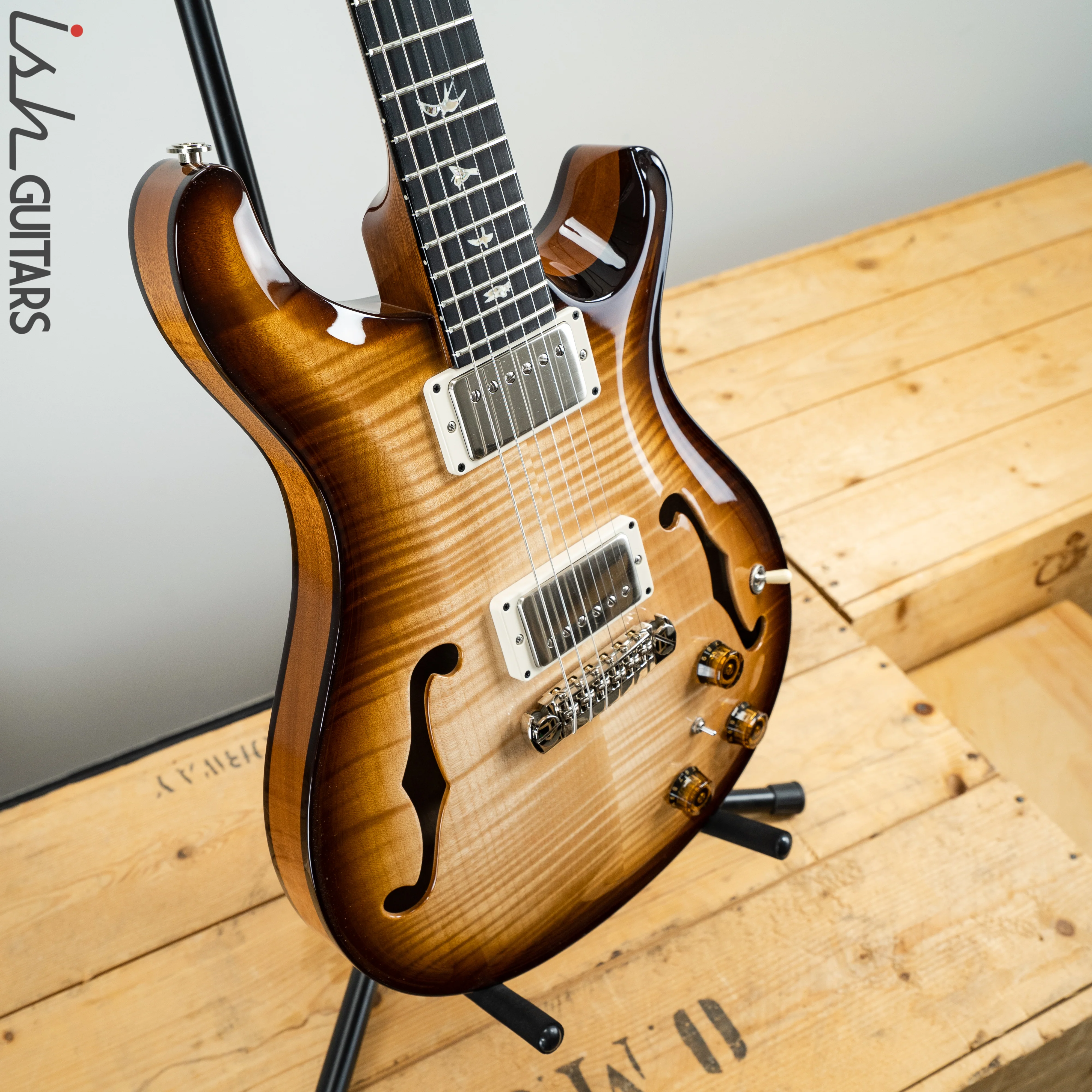 2019 Paul Reed Smith PRS Hollowbody II Piezo Natural Tobacco Wrap Burst Ebony Fretboard - Image 5