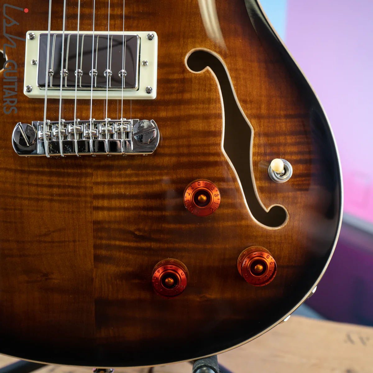2020 PRS SE Hollowbody II Piezo Black Gold Burst - Image 4