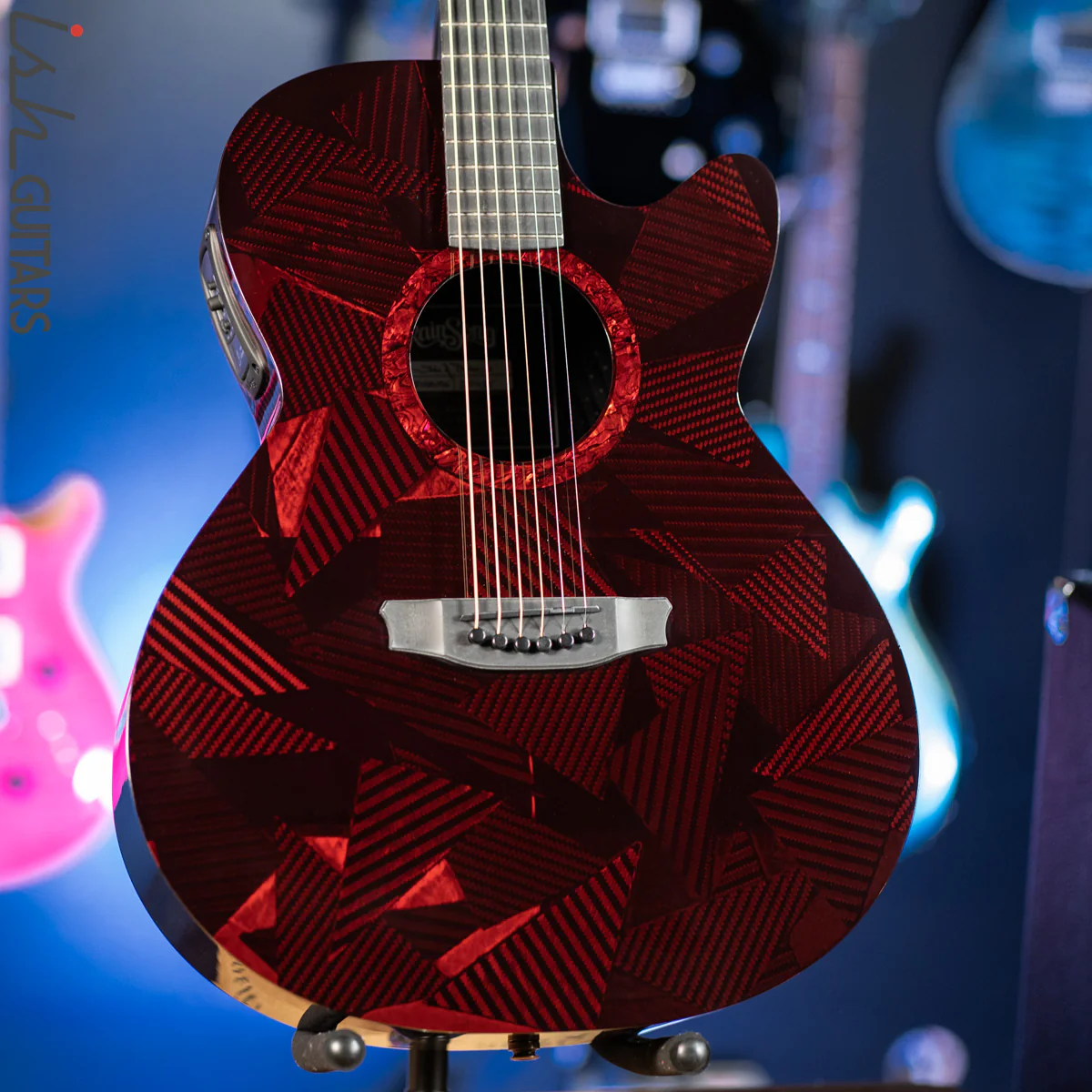 2021 RainSong BI-WS1000N2C Black Ice Acoustic Guitar Ish Exclusive Cranberry Red