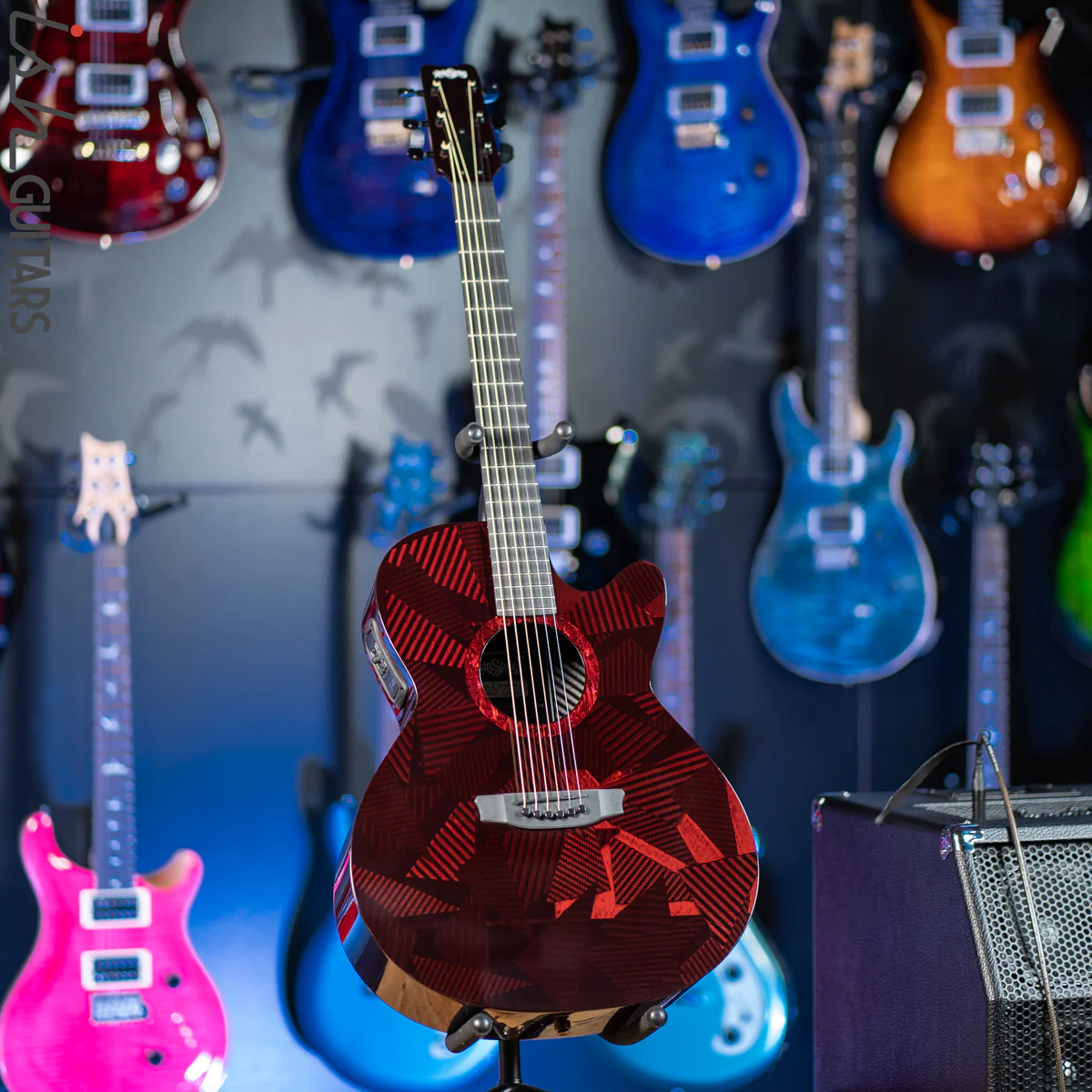2021 RainSong BI-WS1000N2C Black Ice Acoustic Guitar Ish Exclusive Cranberry Red - Image 2