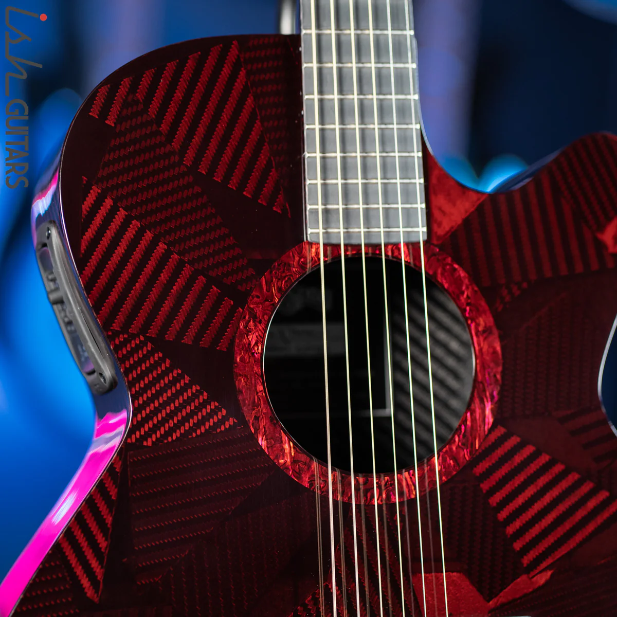 2021 RainSong BI-WS1000N2C Black Ice Acoustic Guitar Ish Exclusive Cranberry Red - Image 3