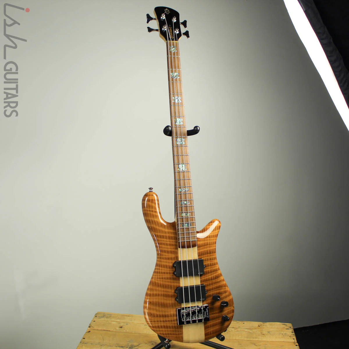 NAMM 2018 Spector NS-4 High Gloss 4 String Flamed Redwood HH - Image 2
