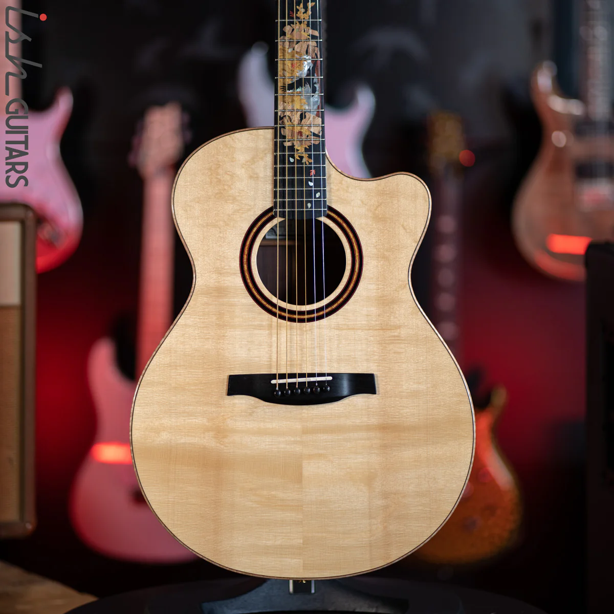 PRS Private Stock Angelus Acoustic Guitar Bear Claw Spruce Custom Inlay - Image 2