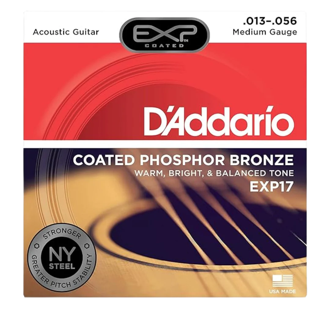 D’Addario EXP17 Coated Phosphor Bronze Acoustic Guitar Strings, Light, 13-56