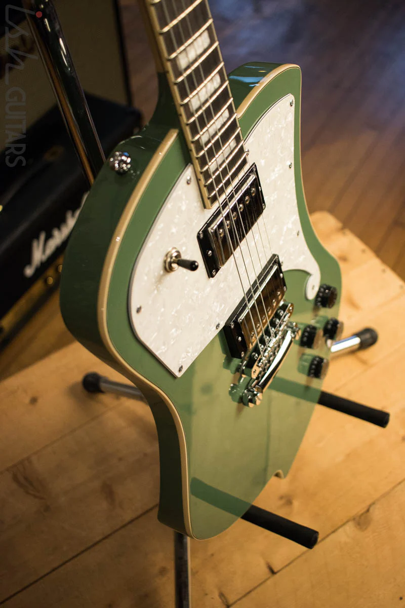 D’Angelico Premier Series Ludlow Electric Guitar with Stopbar Tailpiece Army Green - Image 6