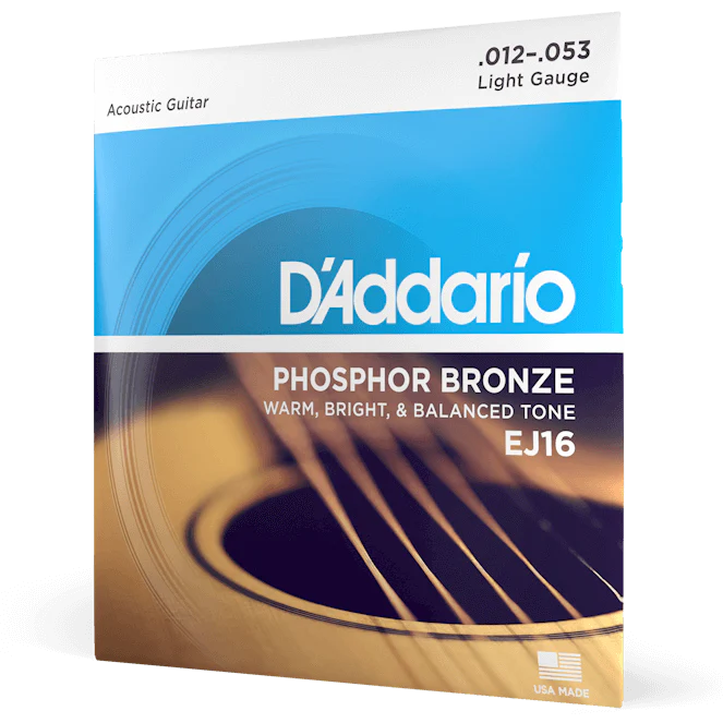D'Addario EJ16 Phosphor Bronze Acoustic Guitar Strings - .012-.053 Light