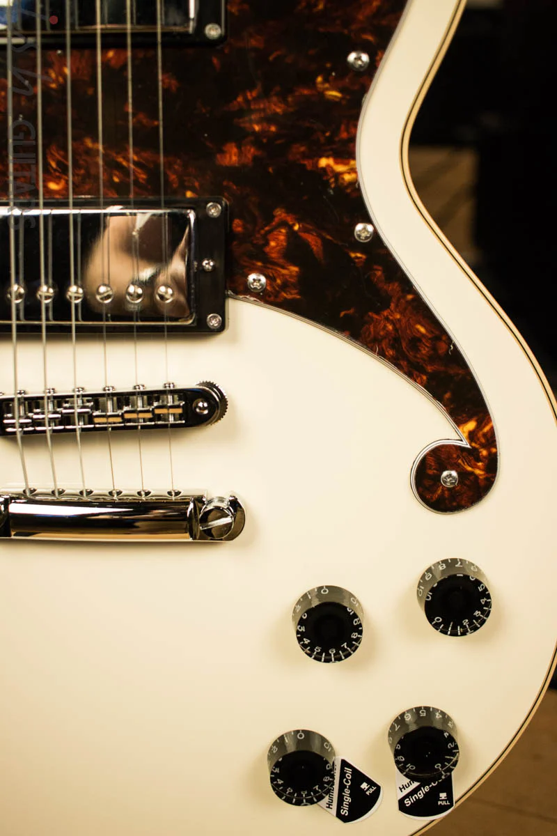 D'Angelico Premier Series Atlantic Electric Guitar with Stopbar Tailpiece Antique White - Image 4